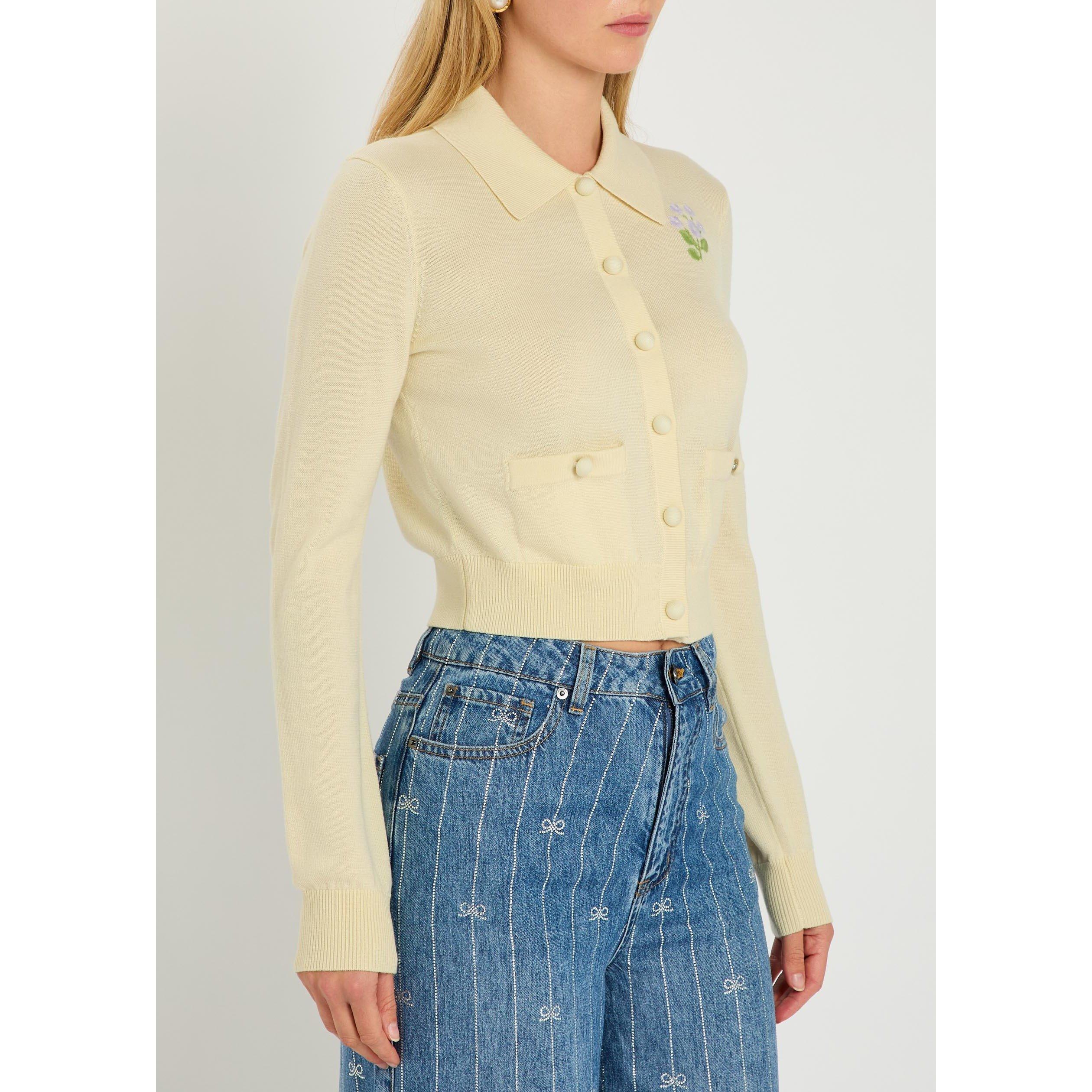 YELLOW - Self Portrait - CD FLOWER EMBROIDERED CARDI - 2