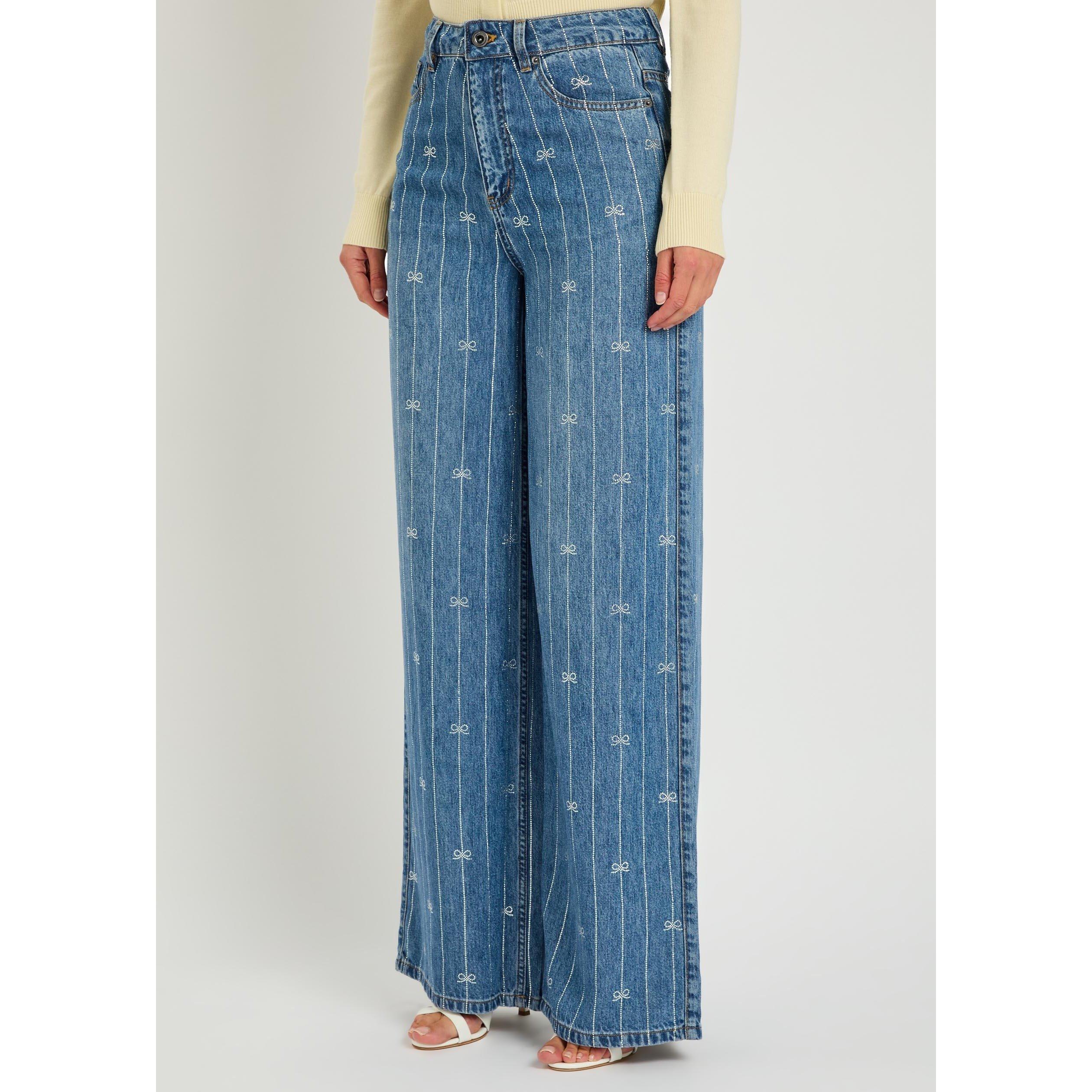 BLUE - Self Portrait - J RHINESTONE STRIPE DENIM JEAN - 2