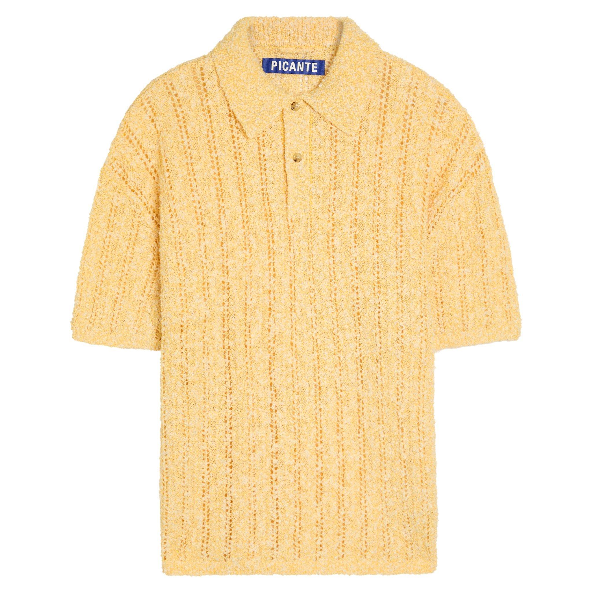 YELLOW - Picante - POINTELLE KNIT POLO SHIRT