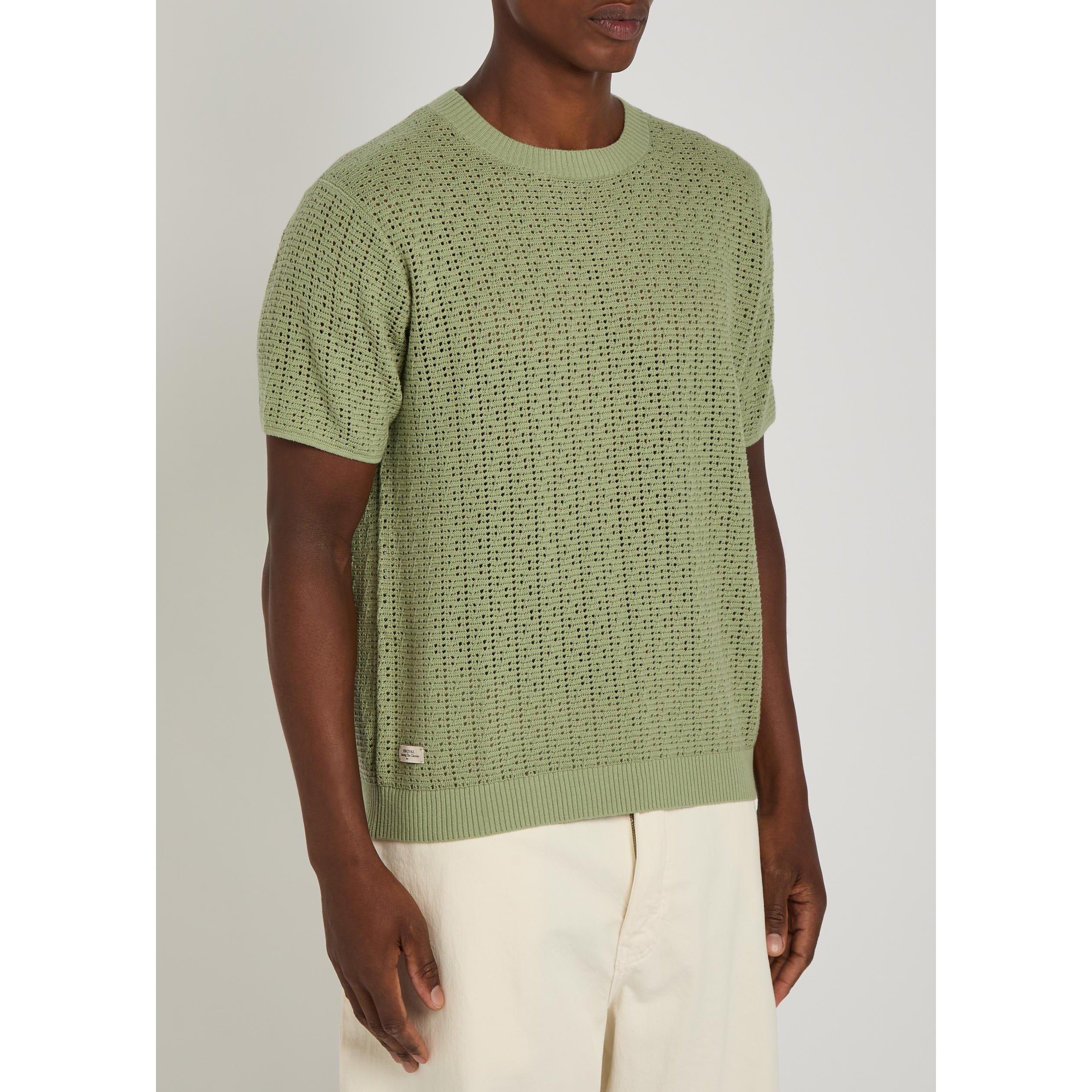 LIGHT GREEN - Percival - Men's Cotton Short-Sleeve Knitted T-Shirt - 2