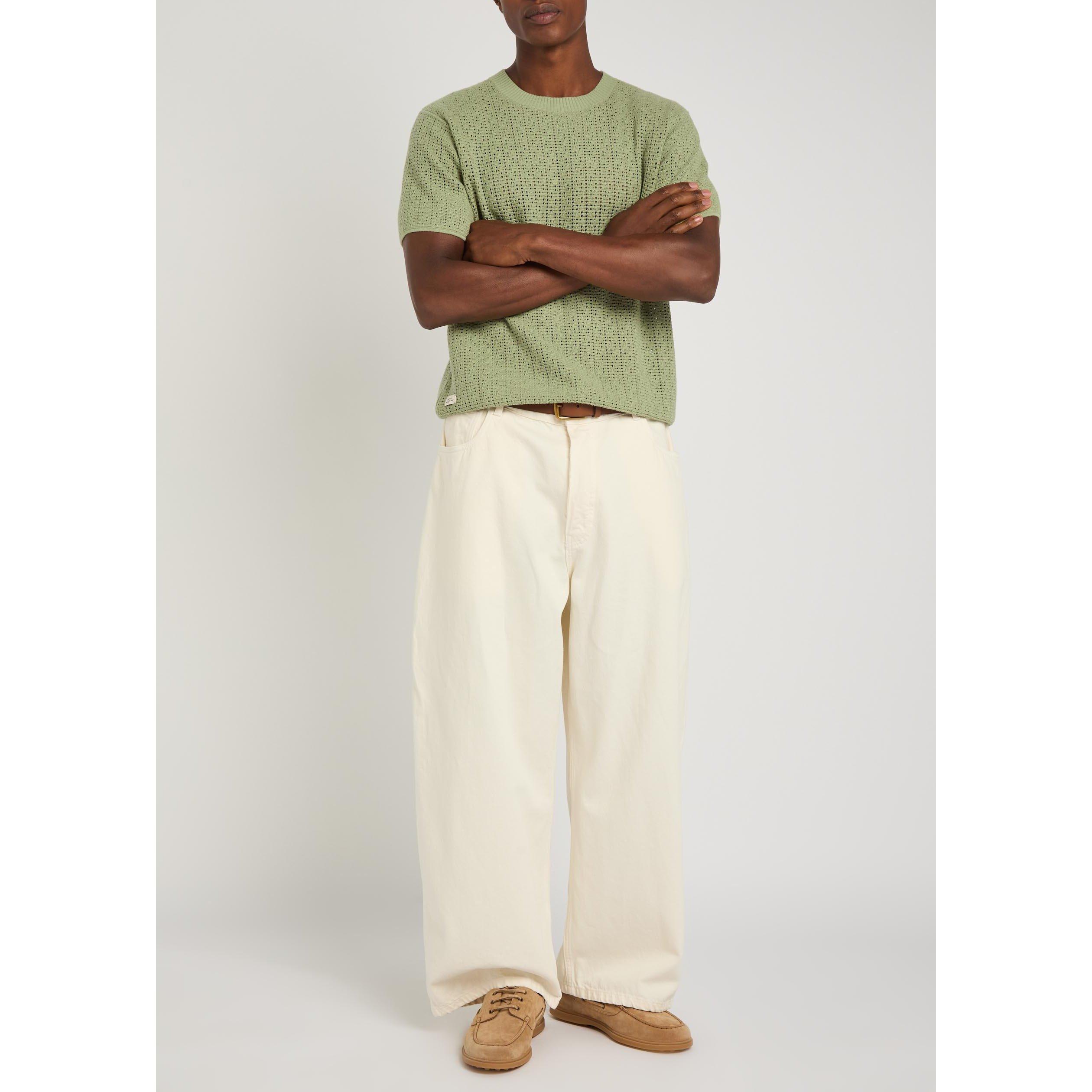LIGHT GREEN - Percival - Men's Cotton Short-Sleeve Knitted T-Shirt - 5
