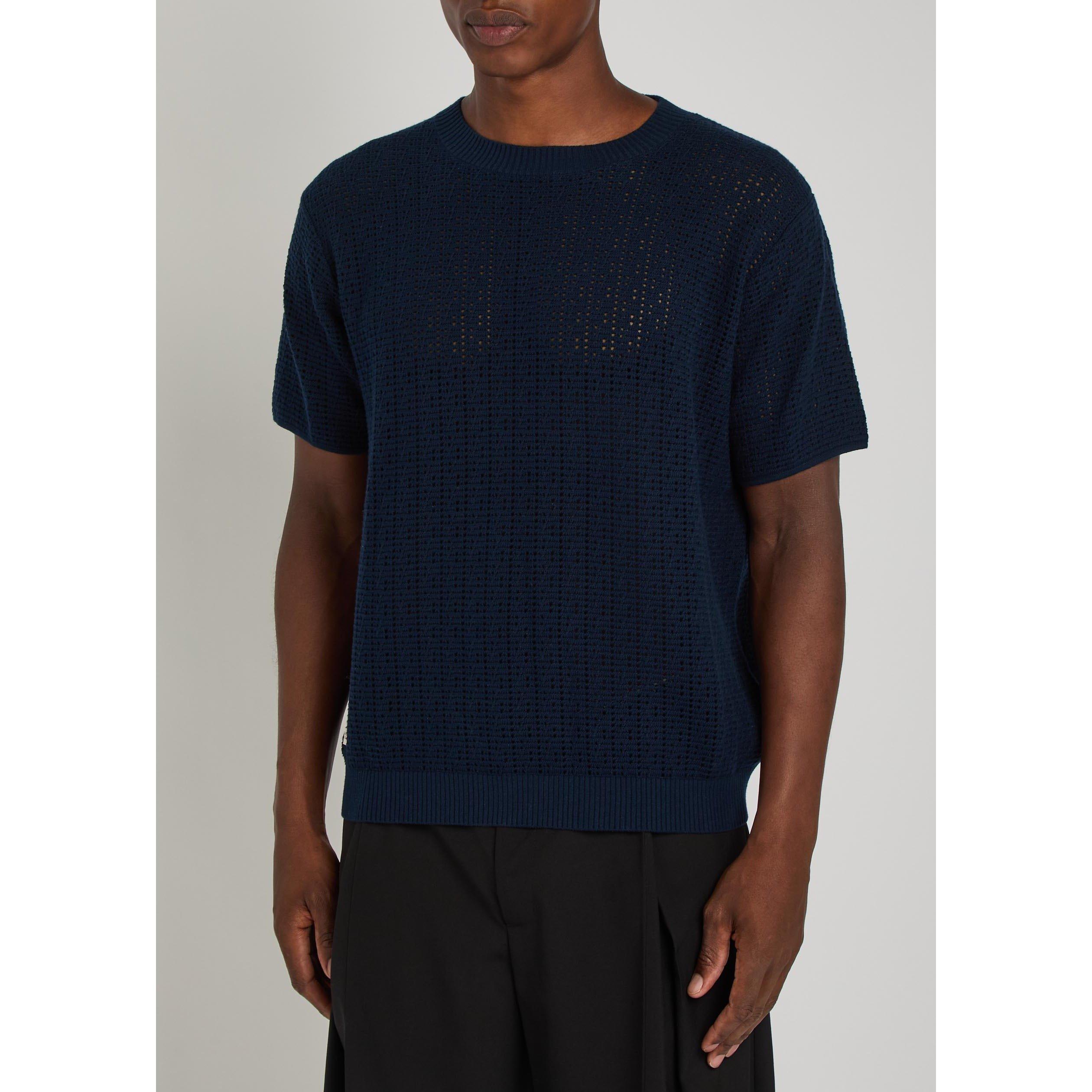 NAVY - Percival - Men's Cotton Crew-Neck Short-Sleeve Knitted T-Shirt - 2
