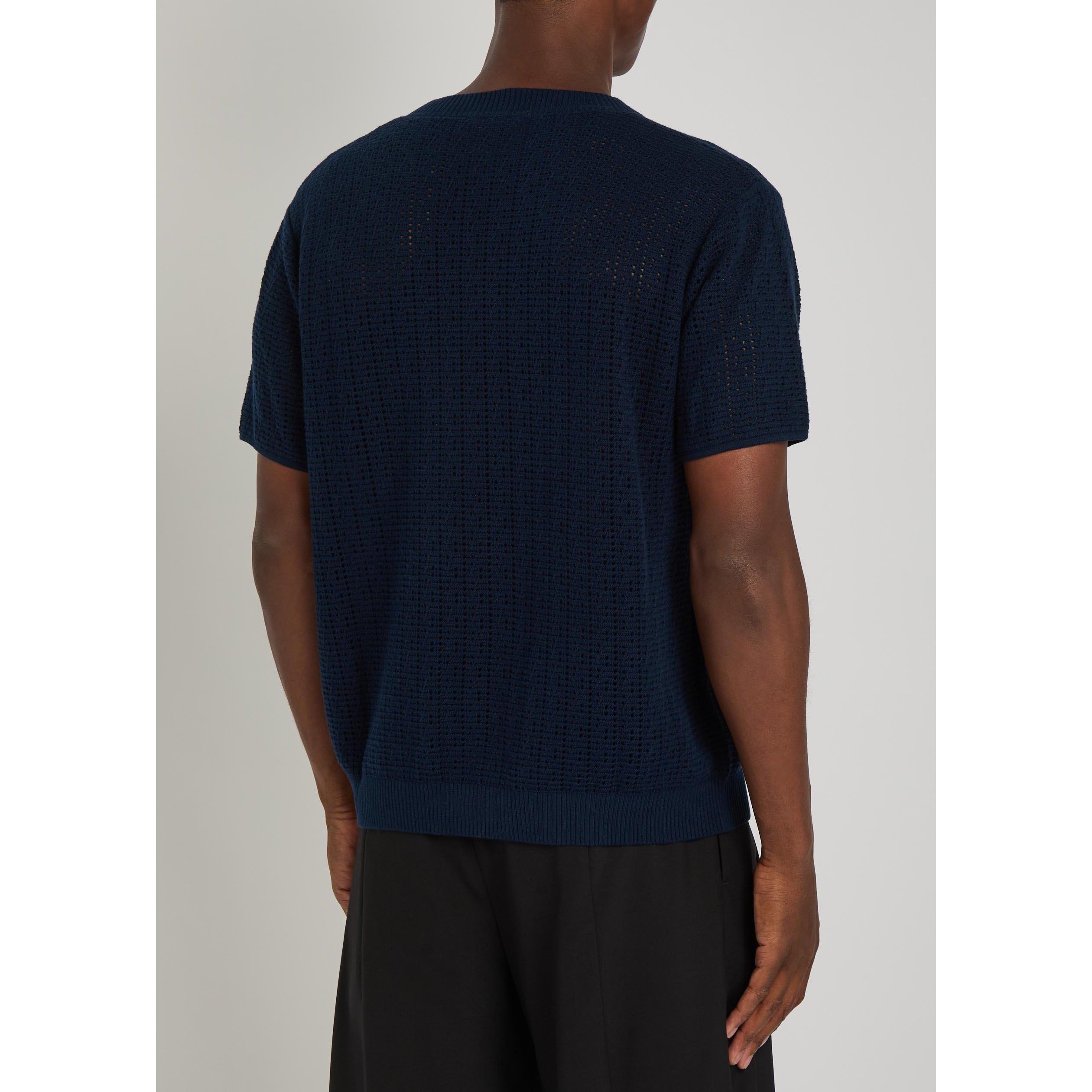 NAVY - Percival - Men's Cotton Crew-Neck Short-Sleeve Knitted T-Shirt - 3