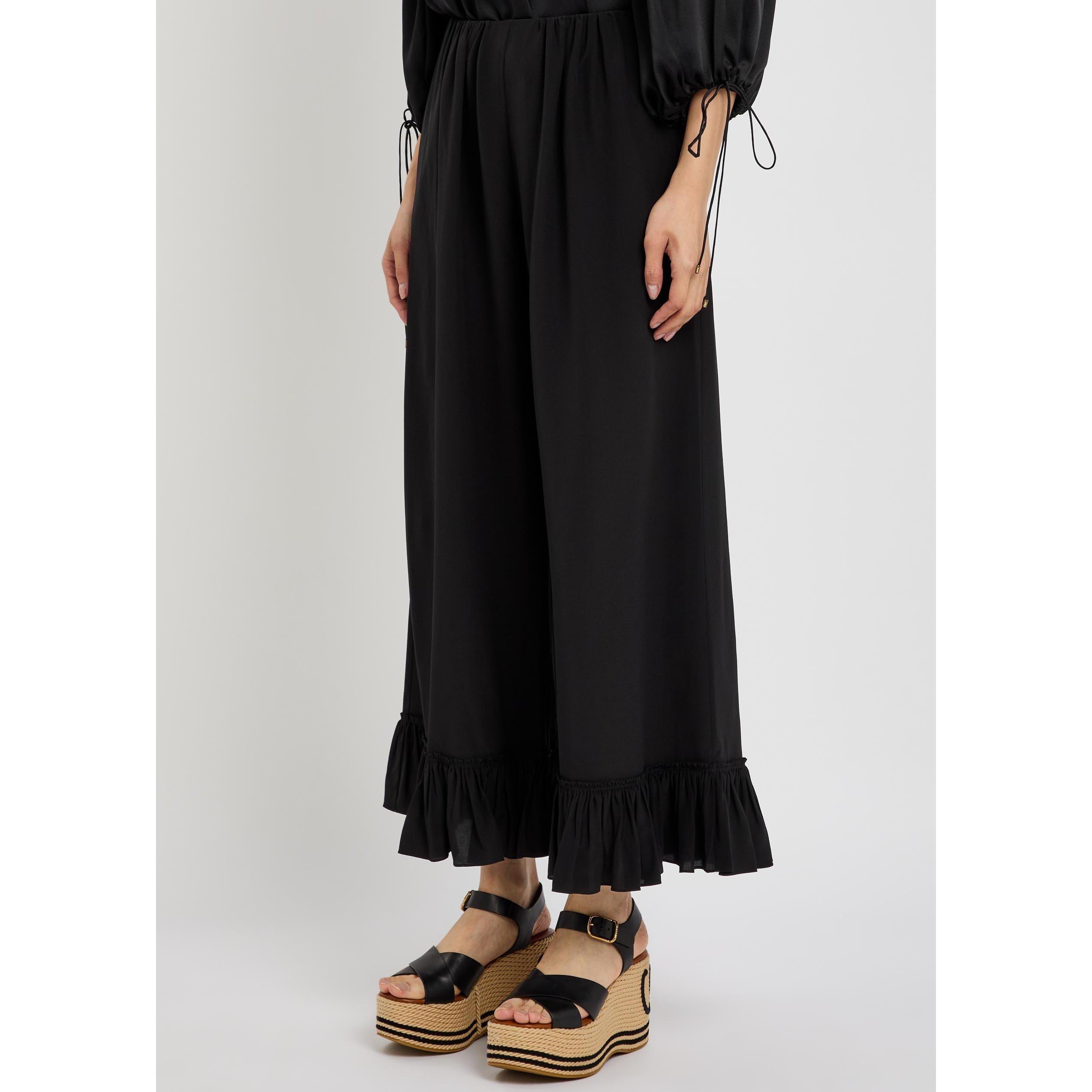 BLACK - Chloe - Women's Silk Wide-Leg Culotte - 2