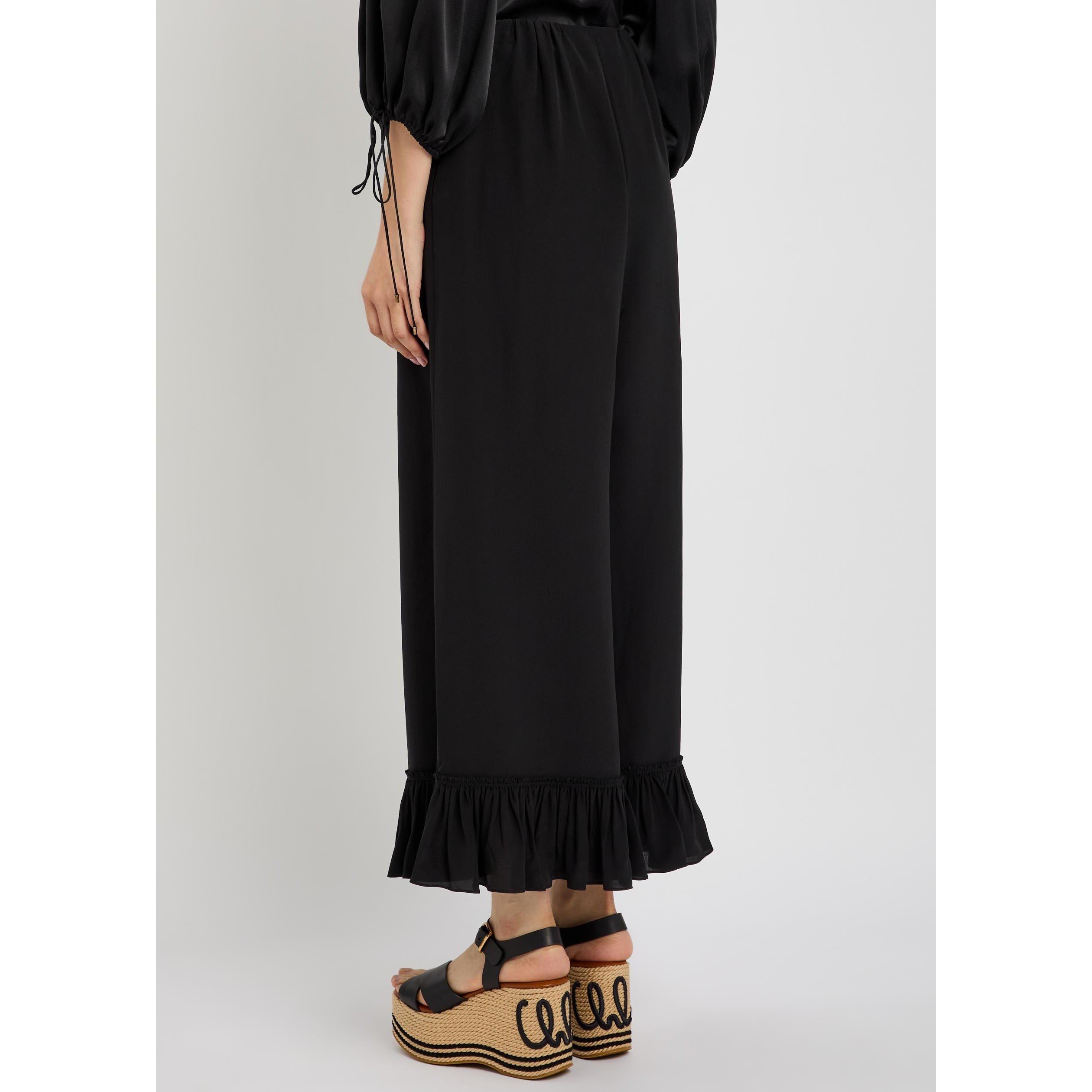 BLACK - Chloe - Women's Silk Wide-Leg Culotte - 3
