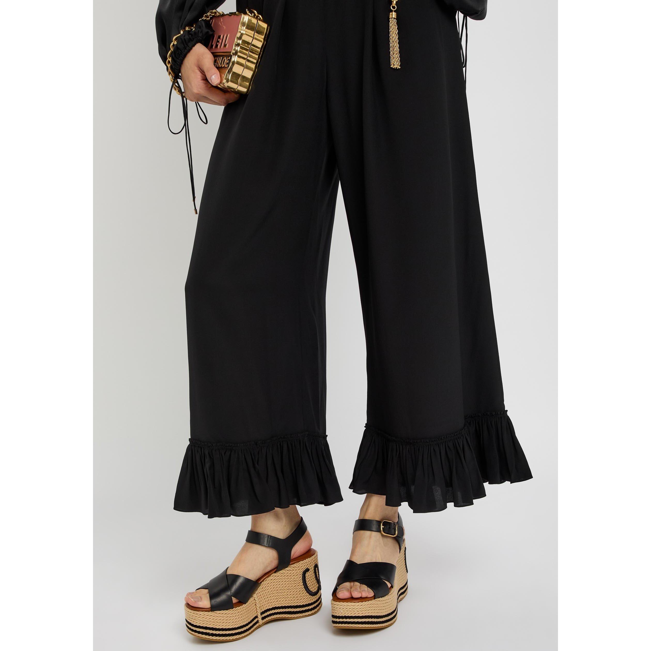 BLACK - Chloe - Women's Silk Wide-Leg Culotte - 4