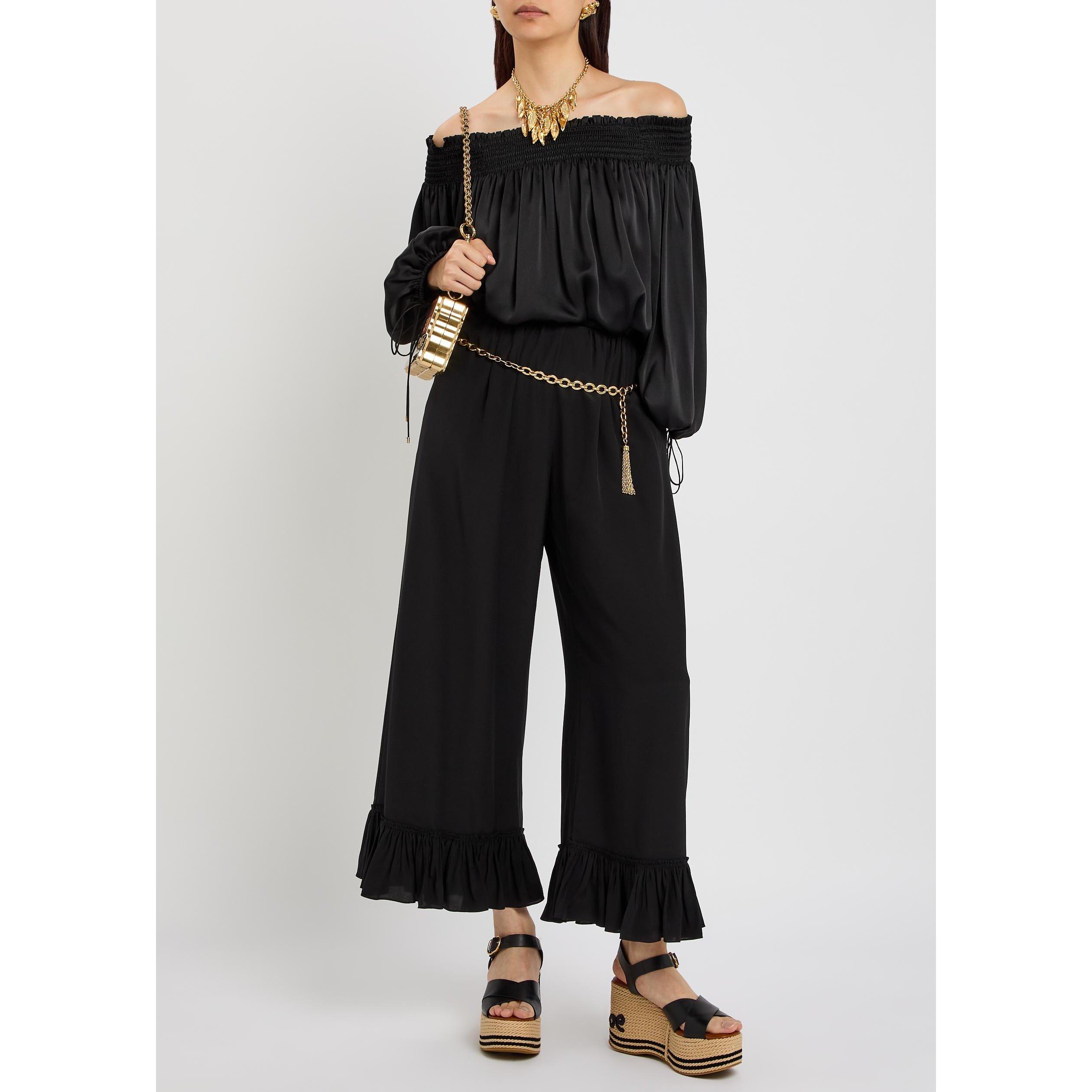 BLACK - Chloe - Women's Silk Wide-Leg Culotte - 5