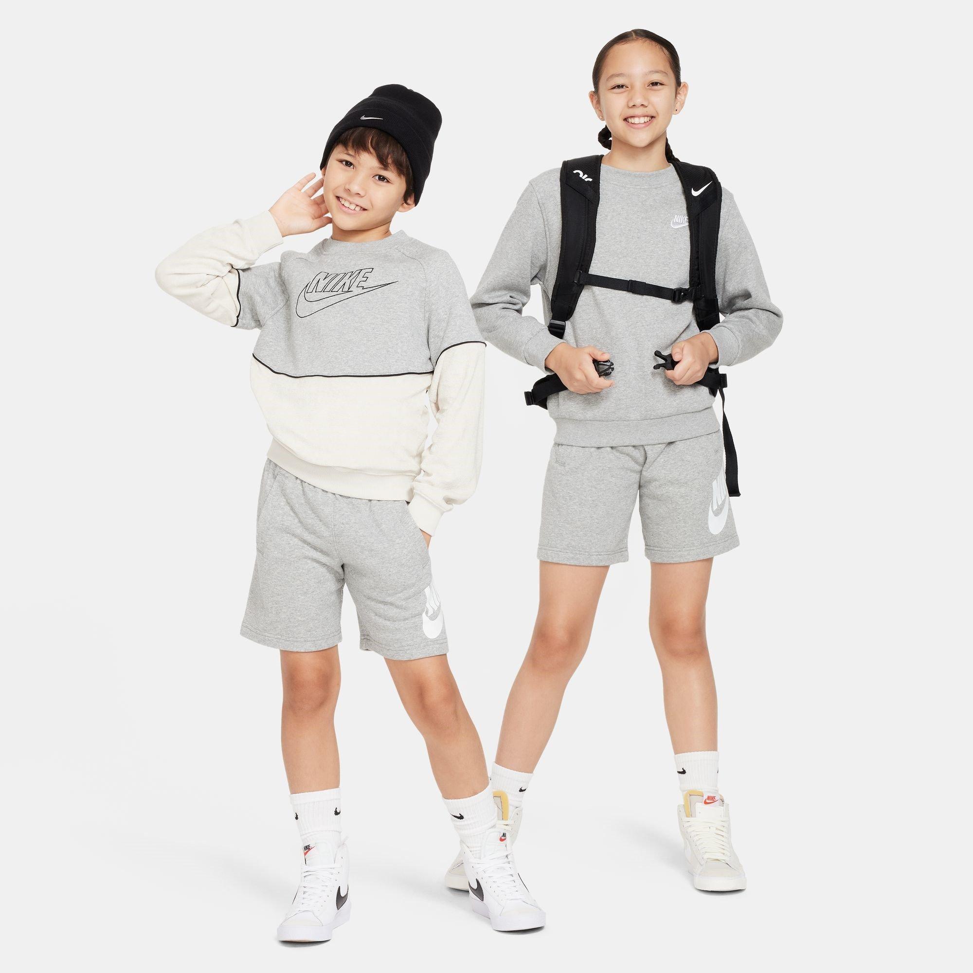 Gråmelange - Nike - Sportswear Club Fleece Big Kids' French Terry Shorts - 9