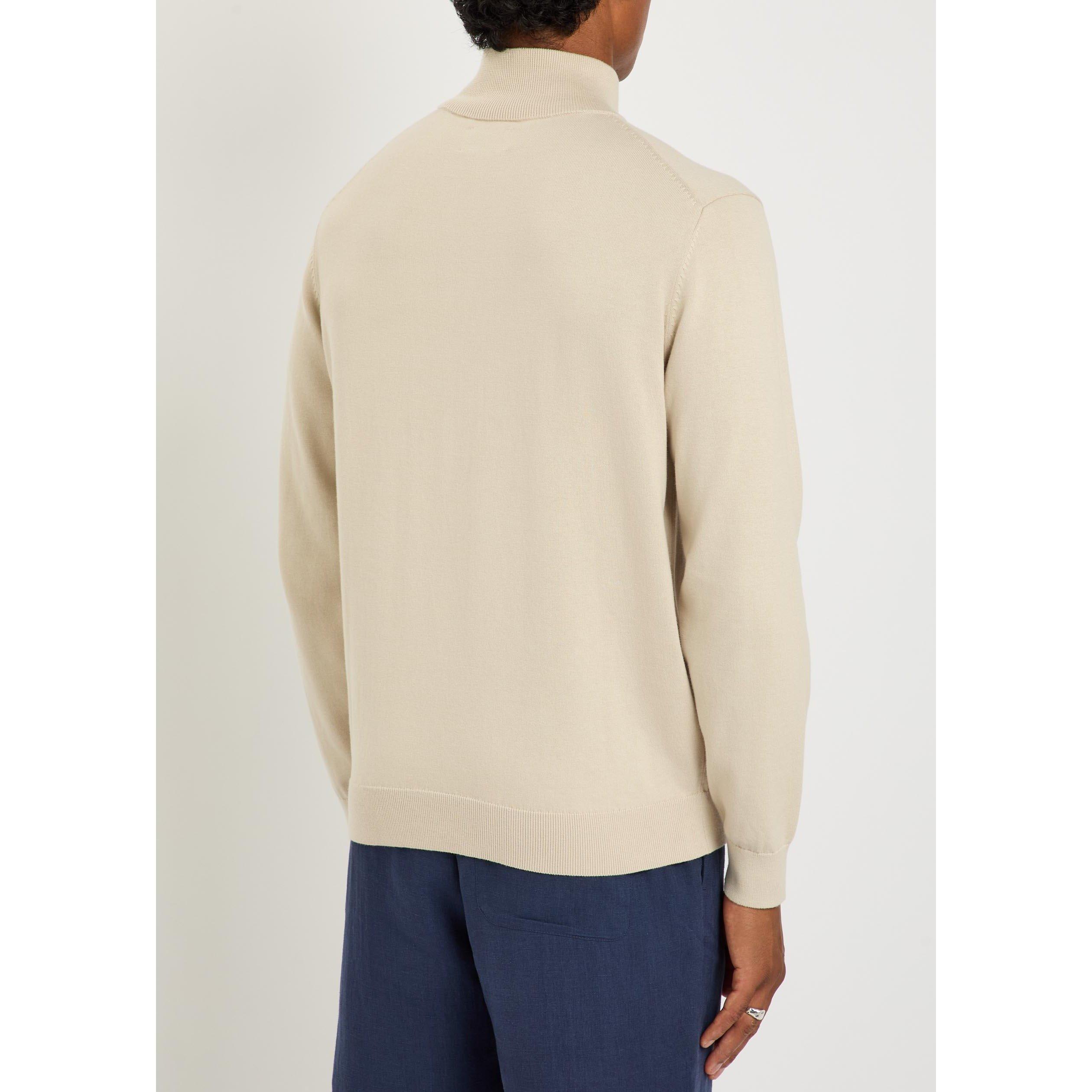 BEIGE - Gant - Men's 1/4 Zip Cotton Jumper - 3