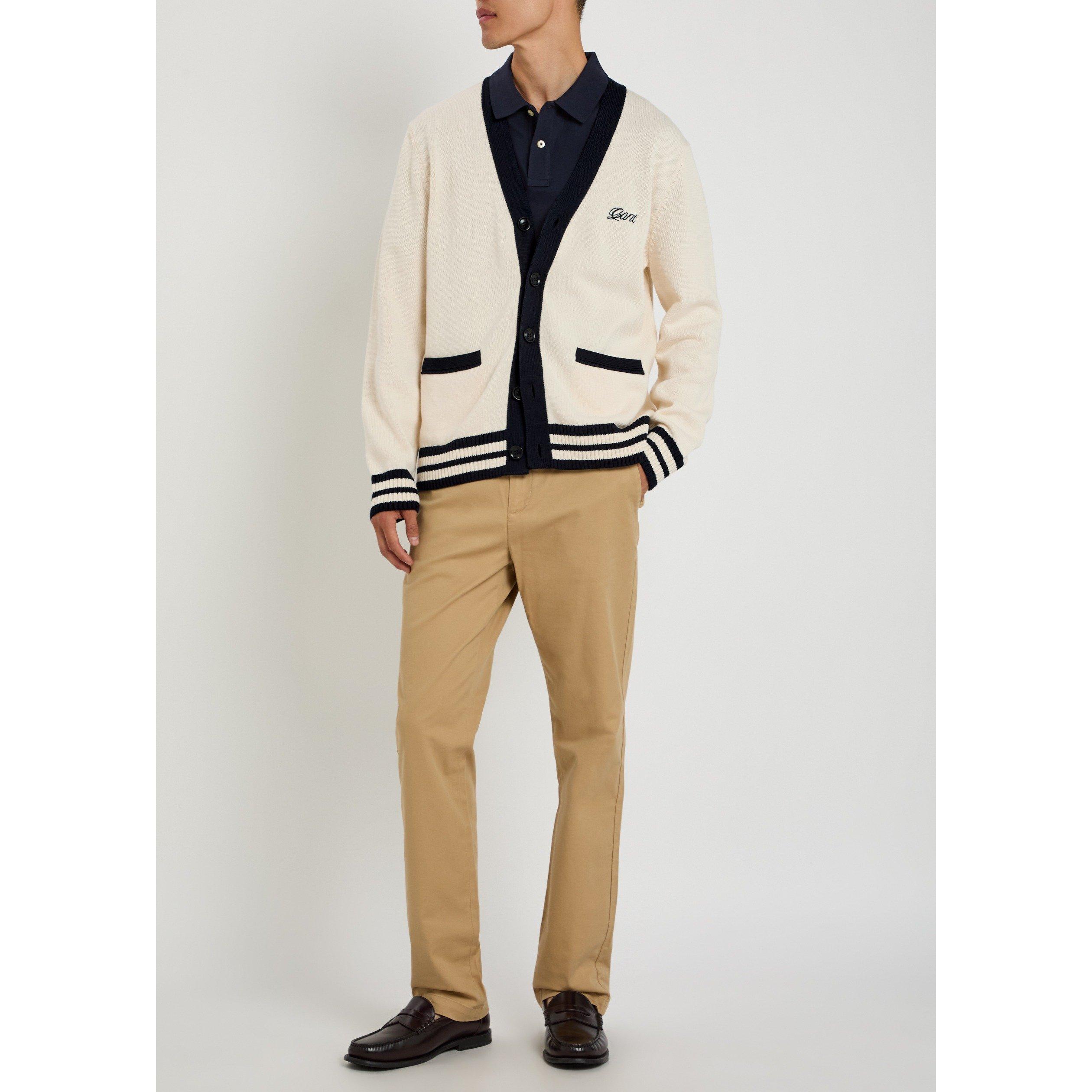 CREAM AND OTHER - Gant - Men's Cotton V-Neck Cardigan - 5