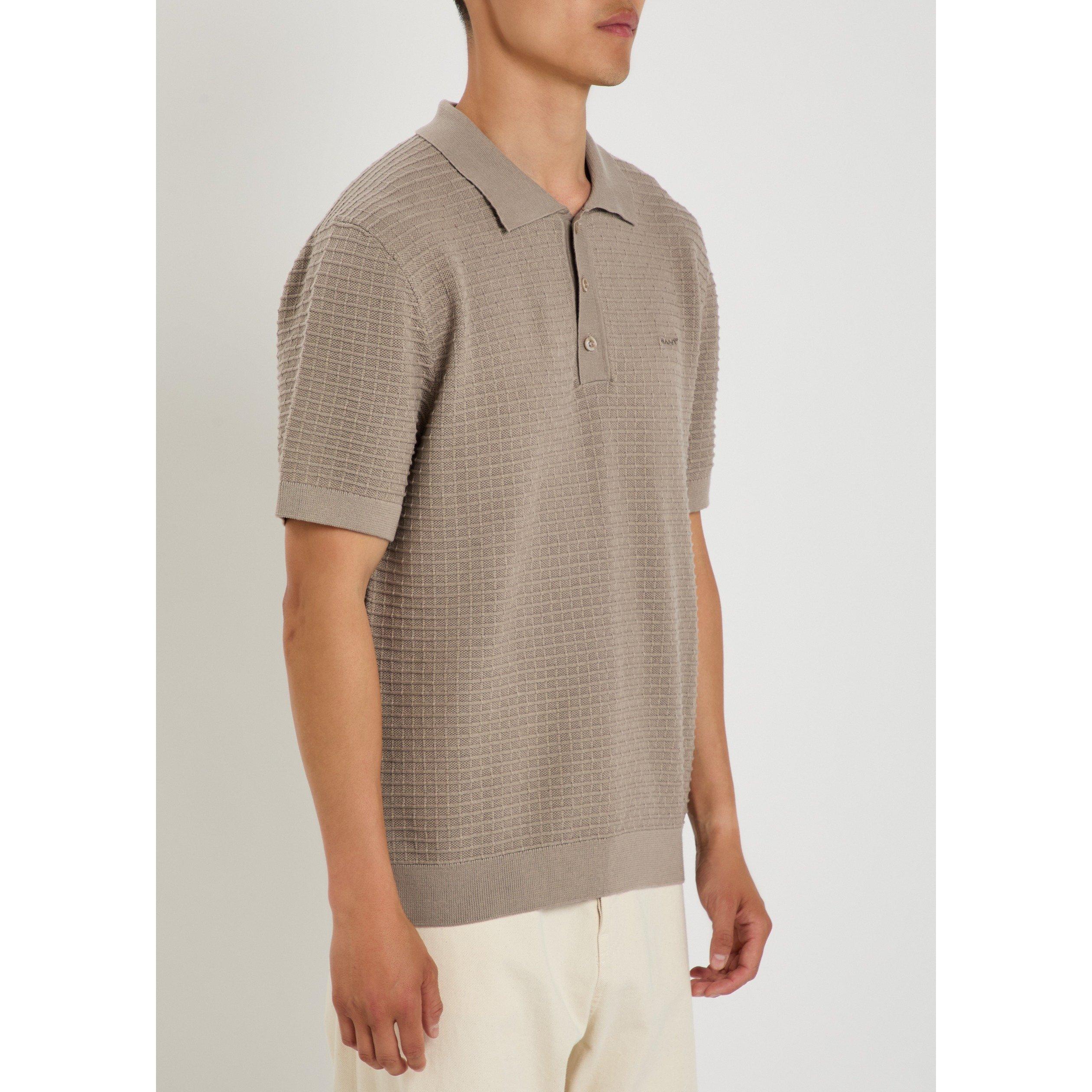 TAUPE - Gant - Men's Cotton Check Short-Sleeve Polo Shirt - 2