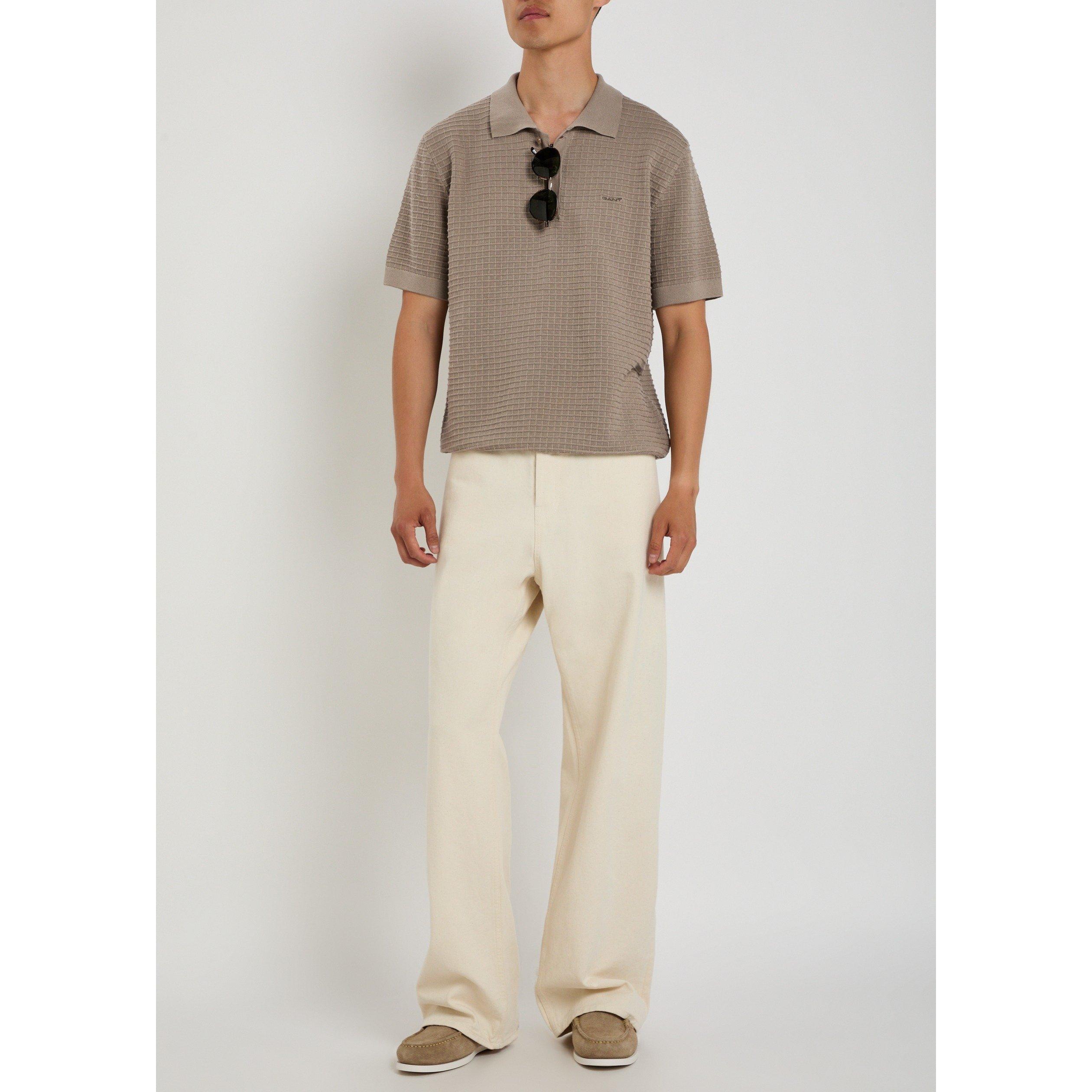 TAUPE - Gant - Men's Cotton Check Short-Sleeve Polo Shirt - 5
