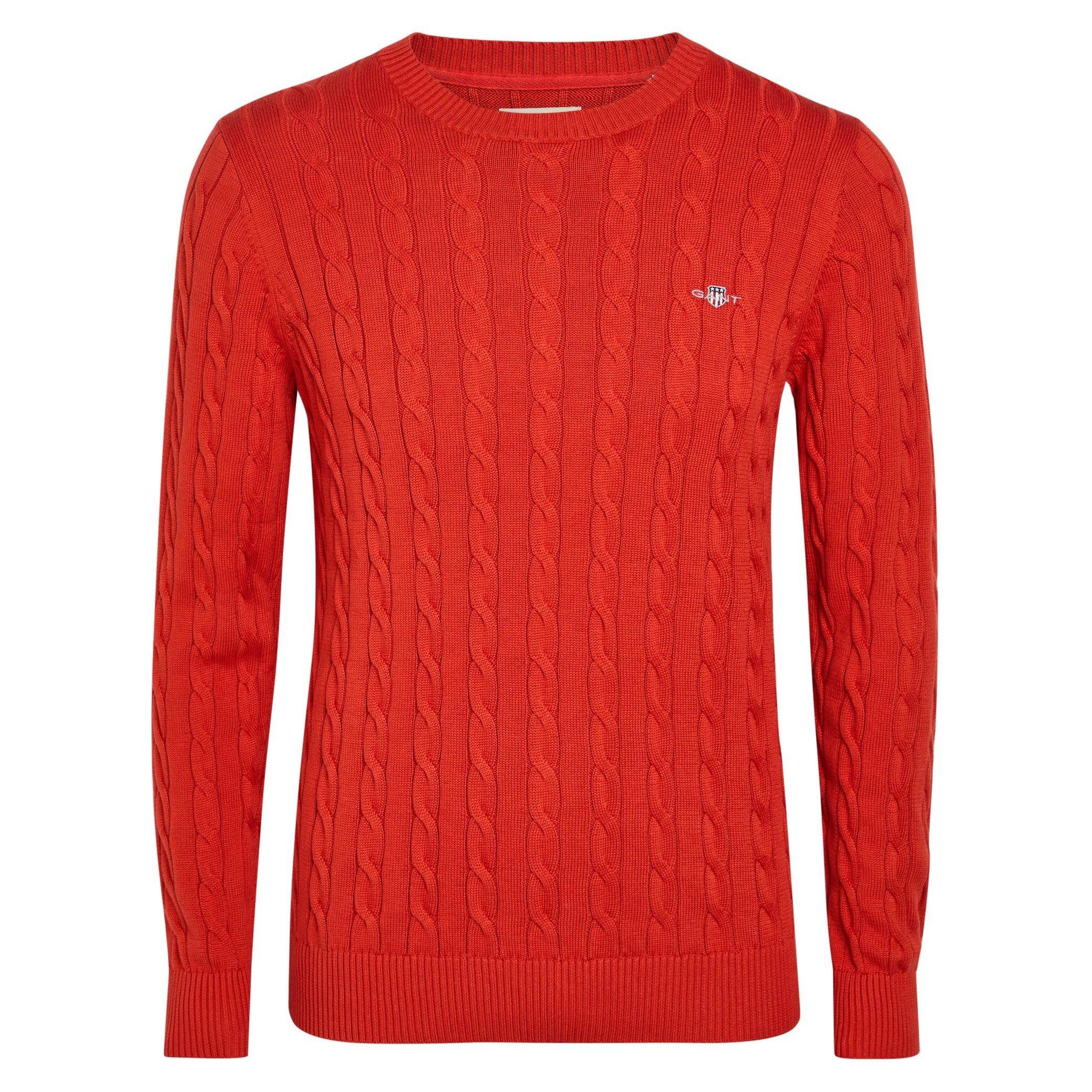 RED - Gant - GANT CABLE KNIT CREW