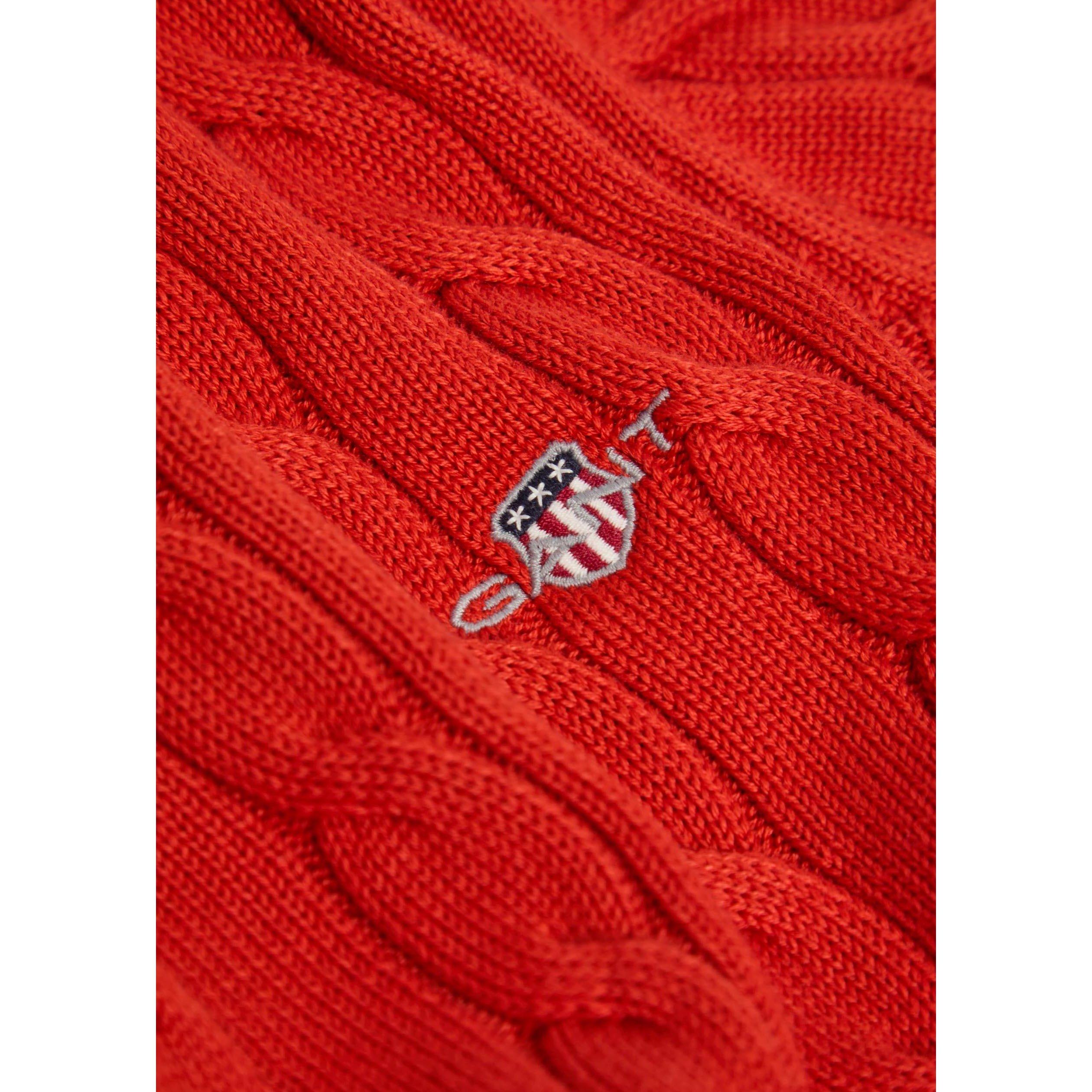 RED - Gant - Men's Cotton Crew-Neck Slim-Fit Cable Knit Jumper - 4