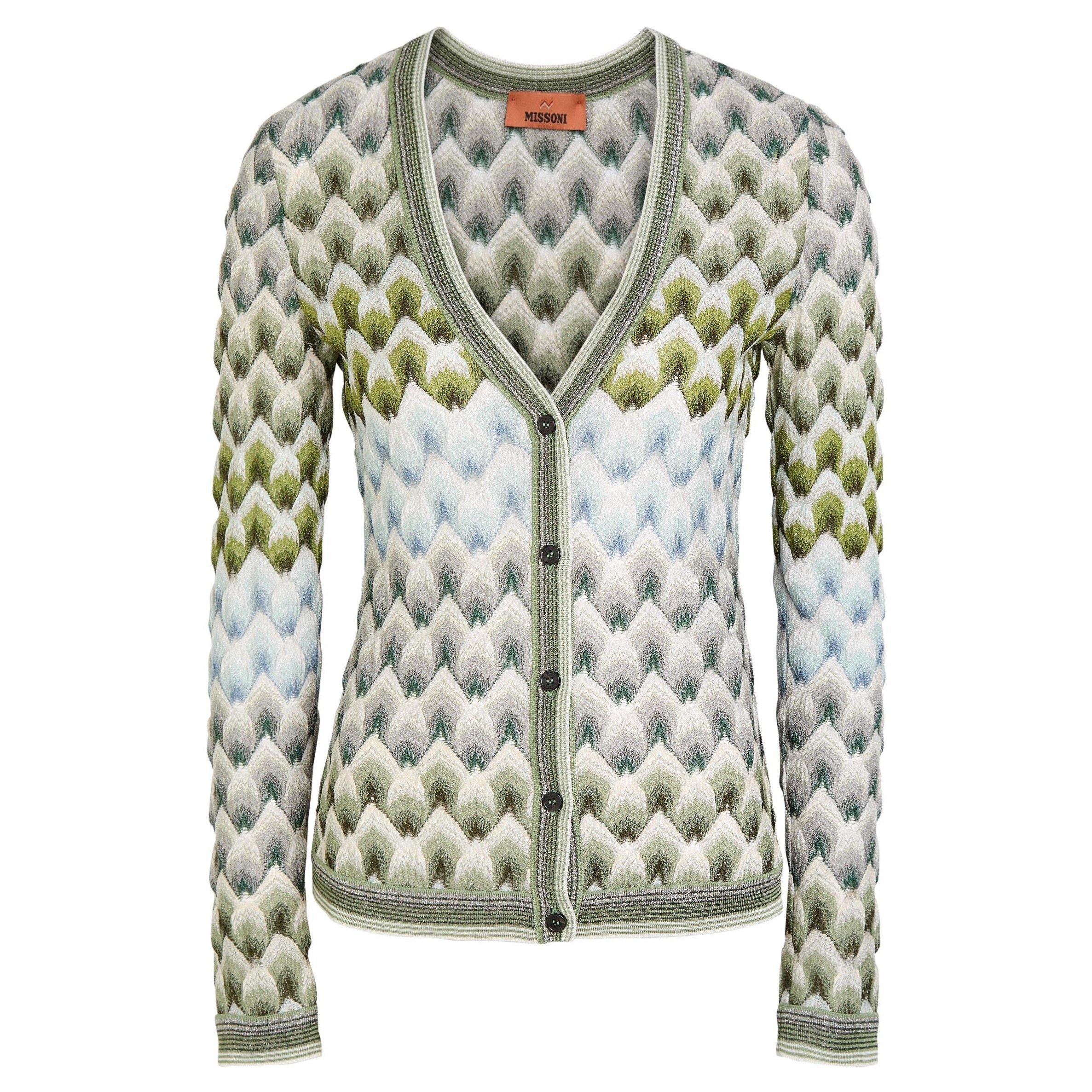MULTICOLOURED - Missoni - Women's Striped V-Neck Slim-Fit Cardigan - 1