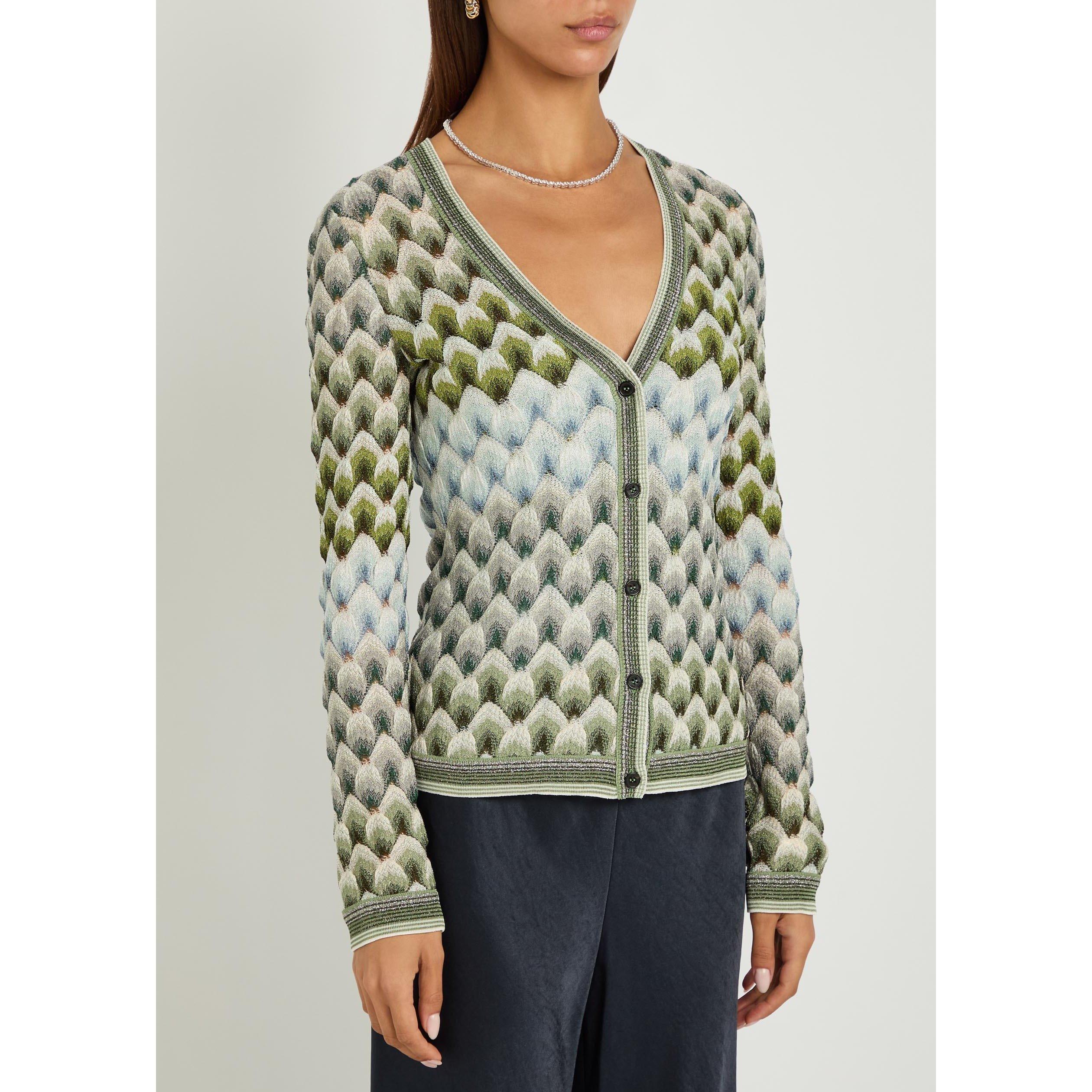 MULTICOLOURED - Missoni - Women's Striped V-Neck Slim-Fit Cardigan - 2