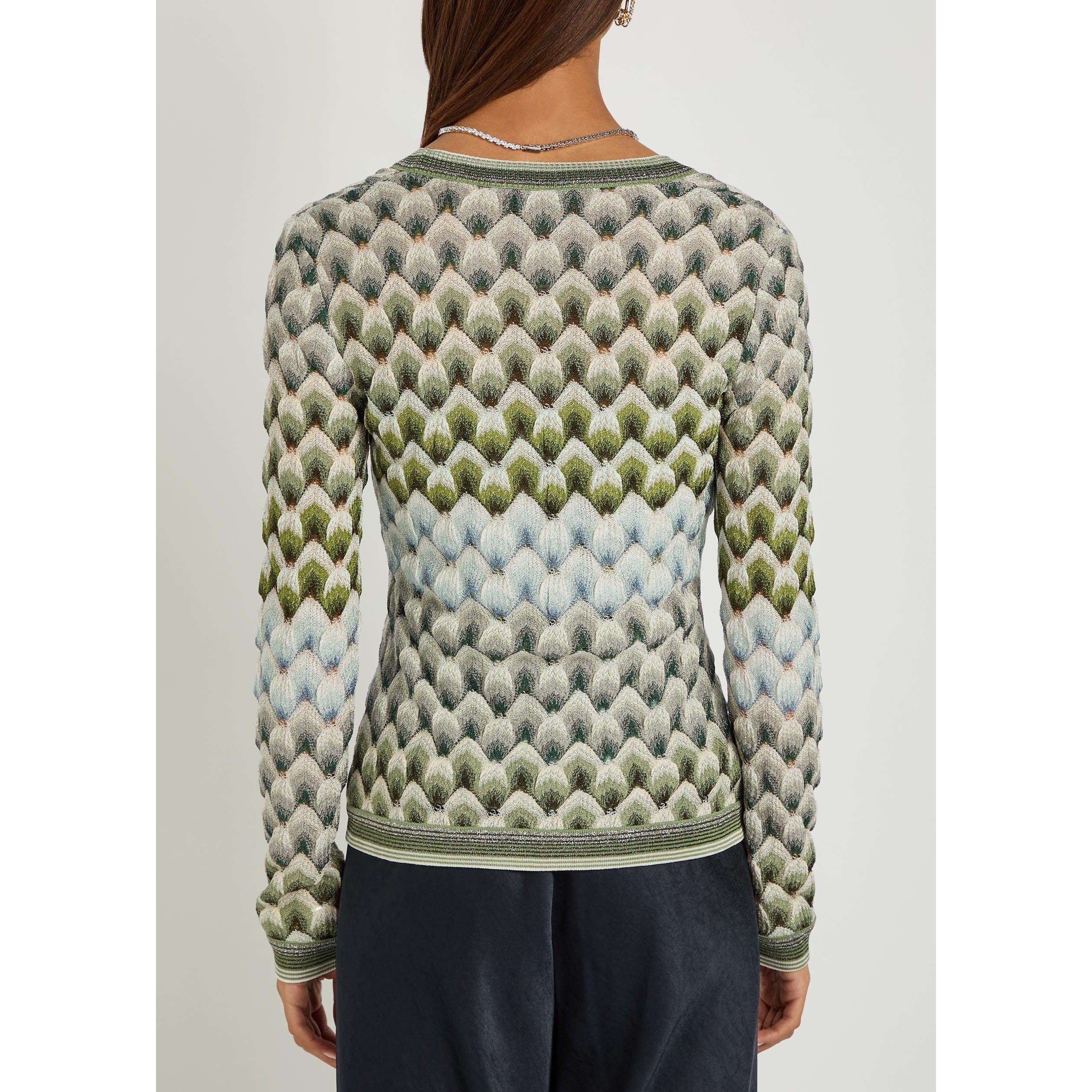 MULTICOLOURED - Missoni - Women's Striped V-Neck Slim-Fit Cardigan - 3