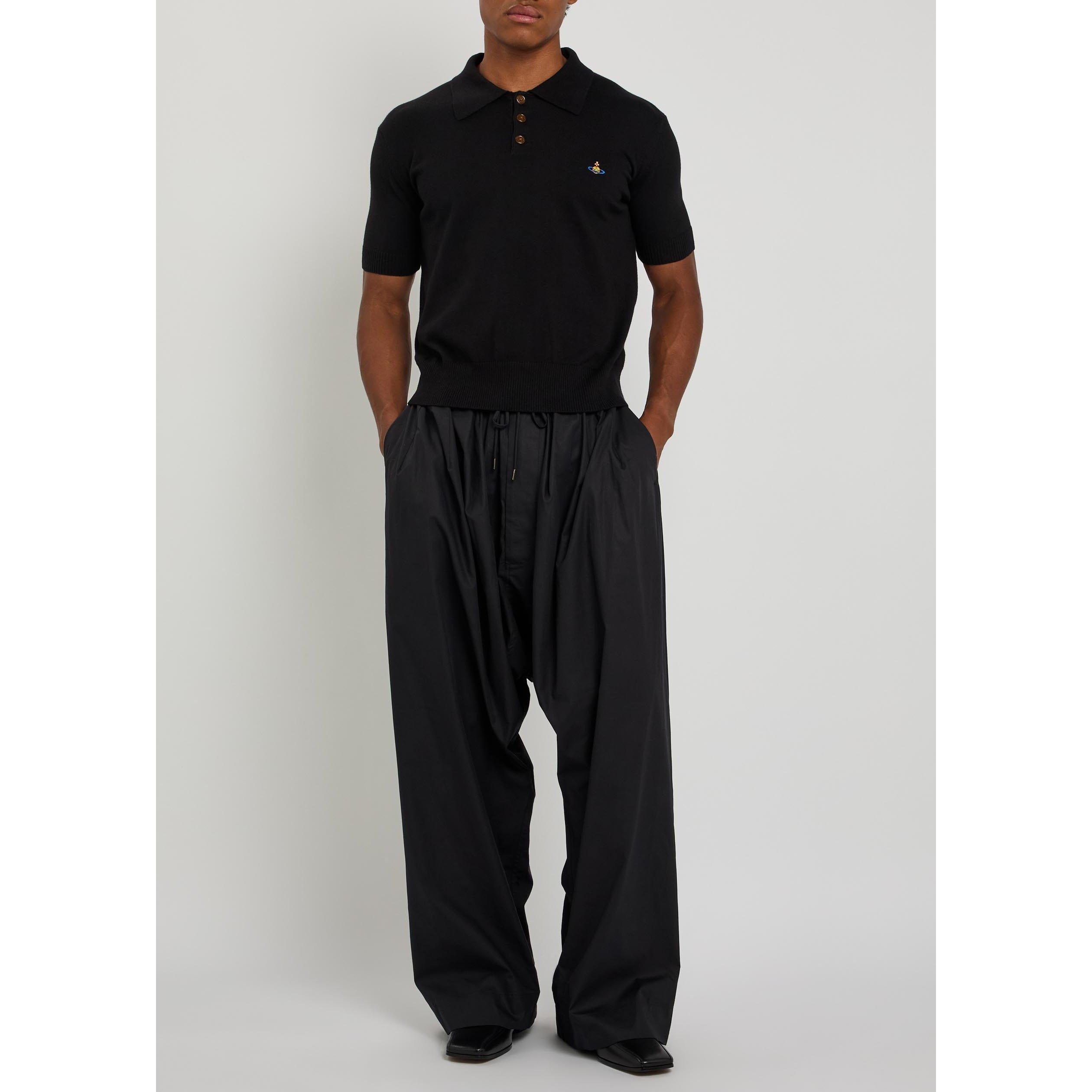 BLACK - Vivienne Westwood - Men's Cotton Cashmere-Blend Knitted Short-Sleeve Polo - 5