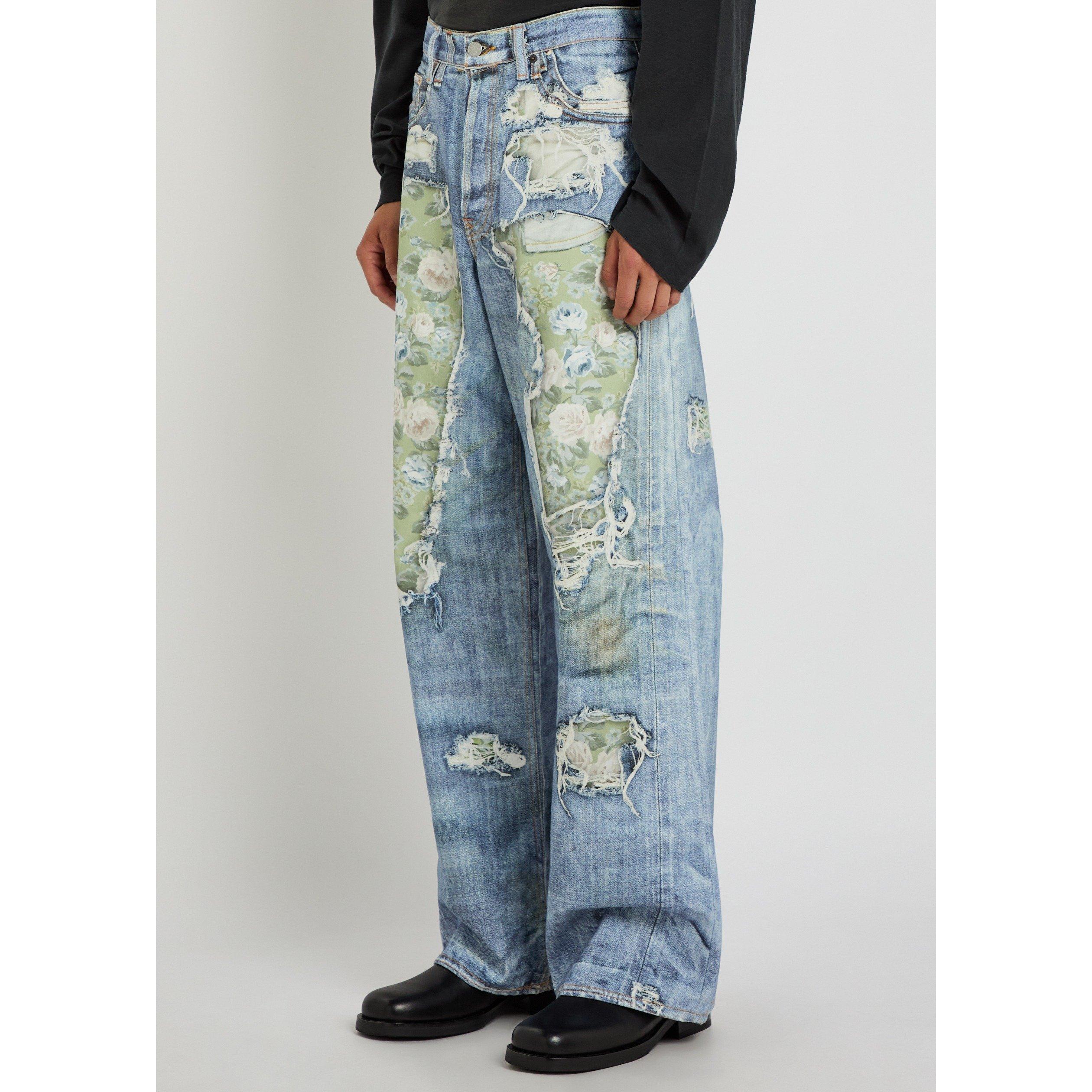 BLUE DENIM OTHE - Acne Studios - Men's Cotton Distressed Wide-Leg Jeans - 2