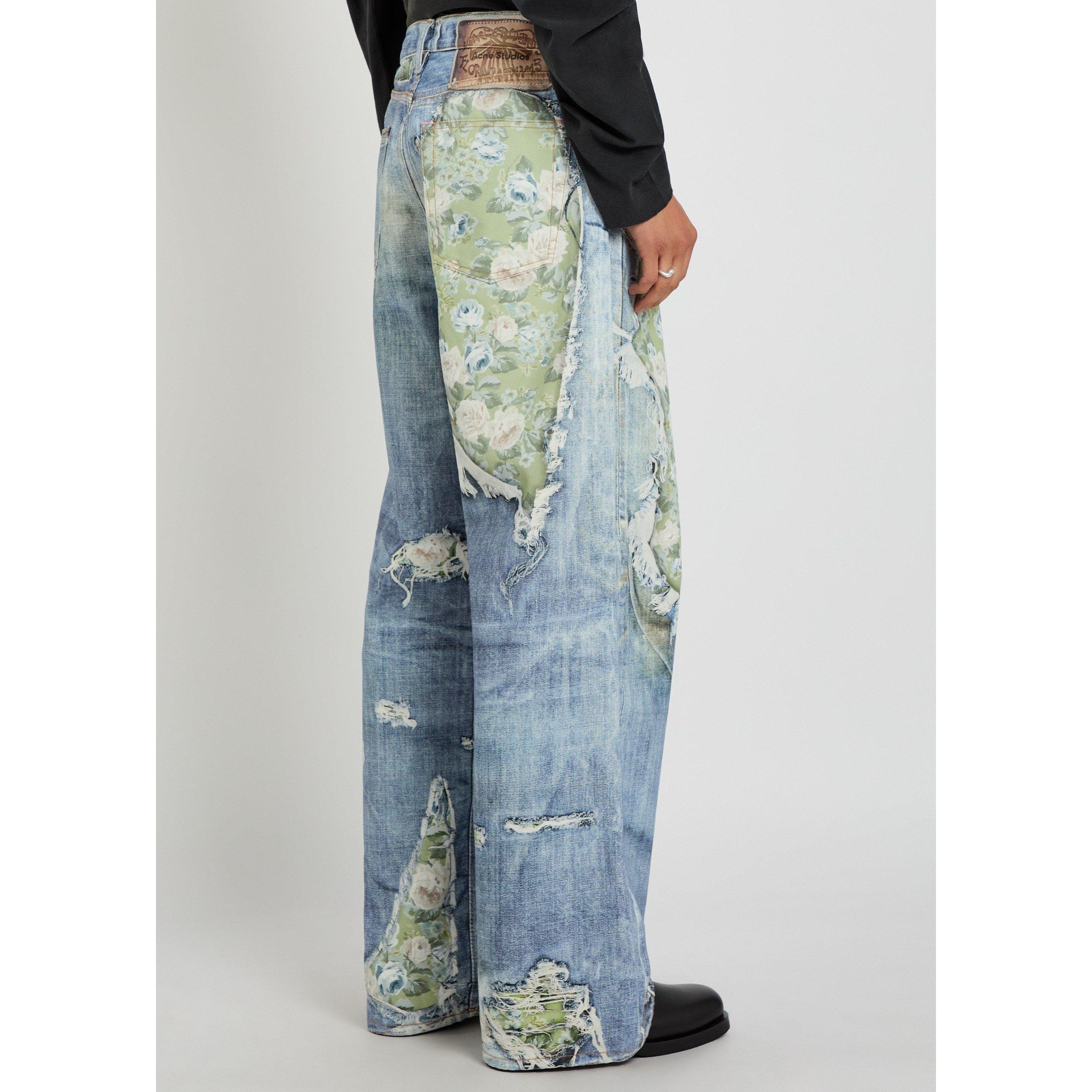 BLUE DENIM OTHE - Acne Studios - Men's Cotton Distressed Wide-Leg Jeans - 3