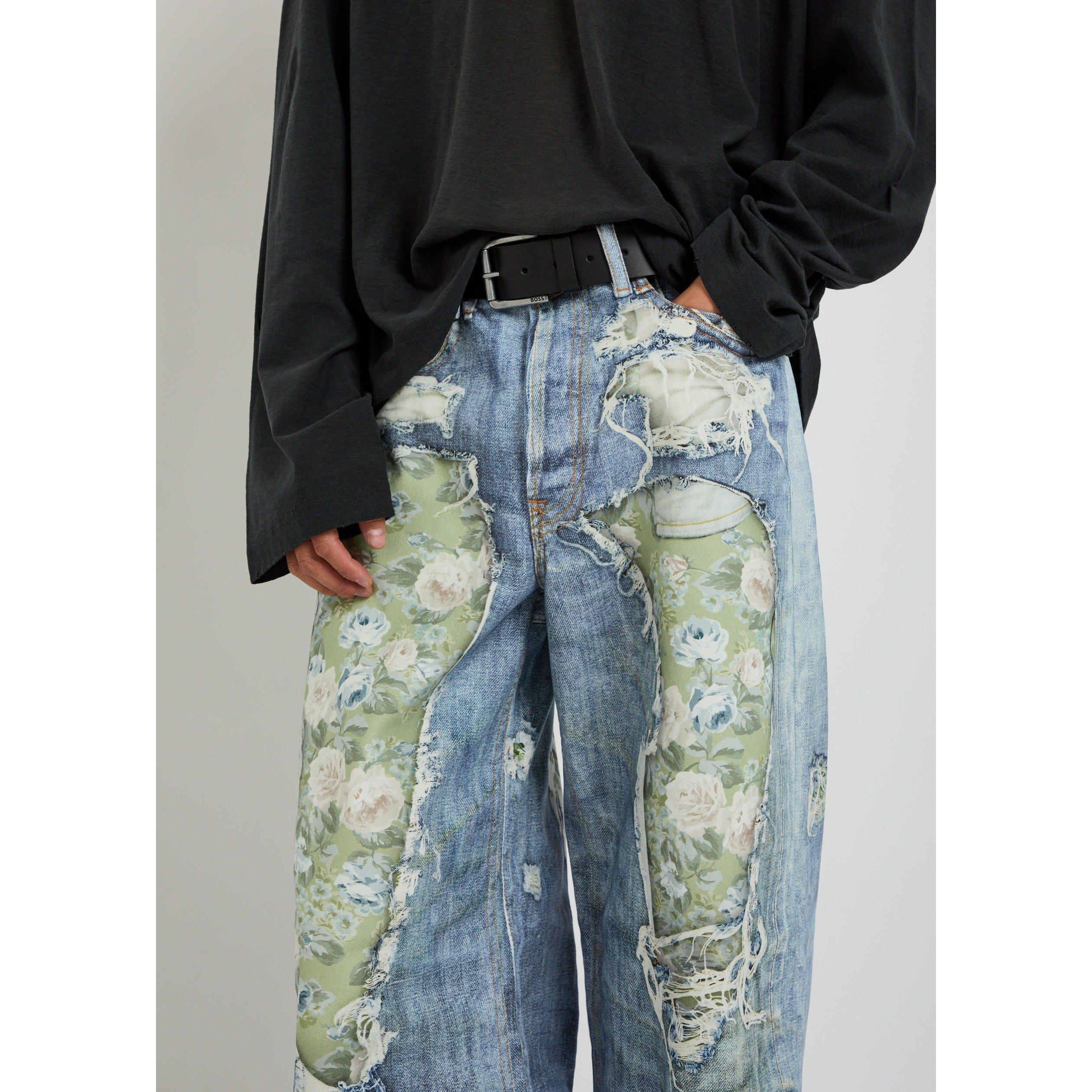 BLUE DENIM OTHE - Acne Studios - Men's Cotton Distressed Wide-Leg Jeans - 4