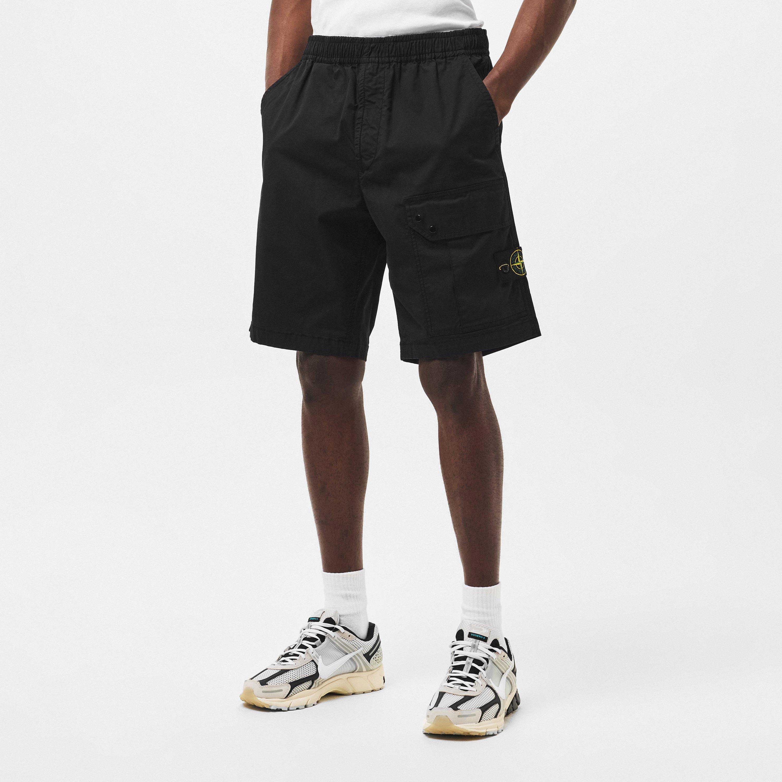 Black V0029 - Stone Island - Men's Cotton Cargo Stone Bermuda Shorts - 3