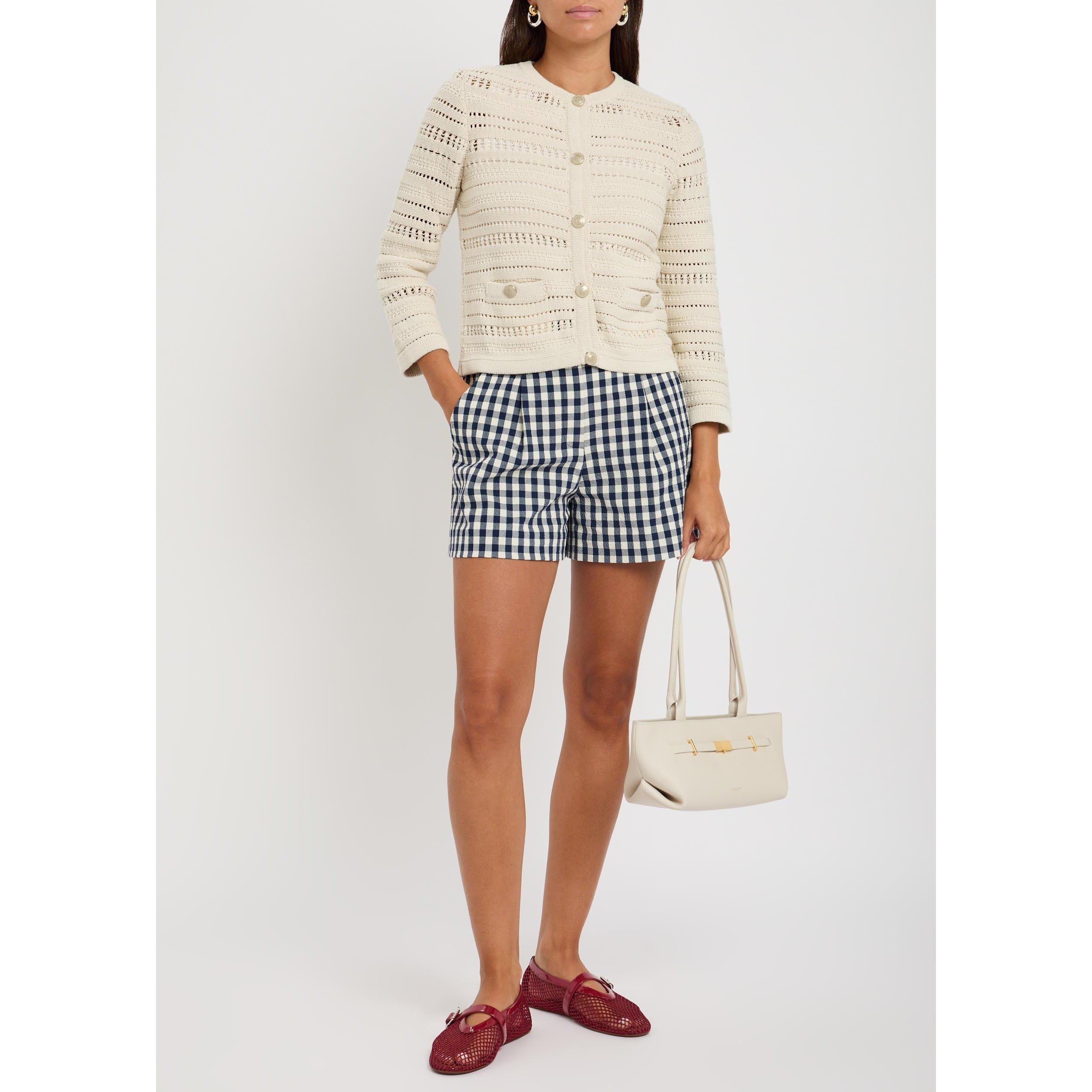 ECRU - Veronica Beard - Women's Bellingham Cotton 3/4 Sleeve Cardigan - 5