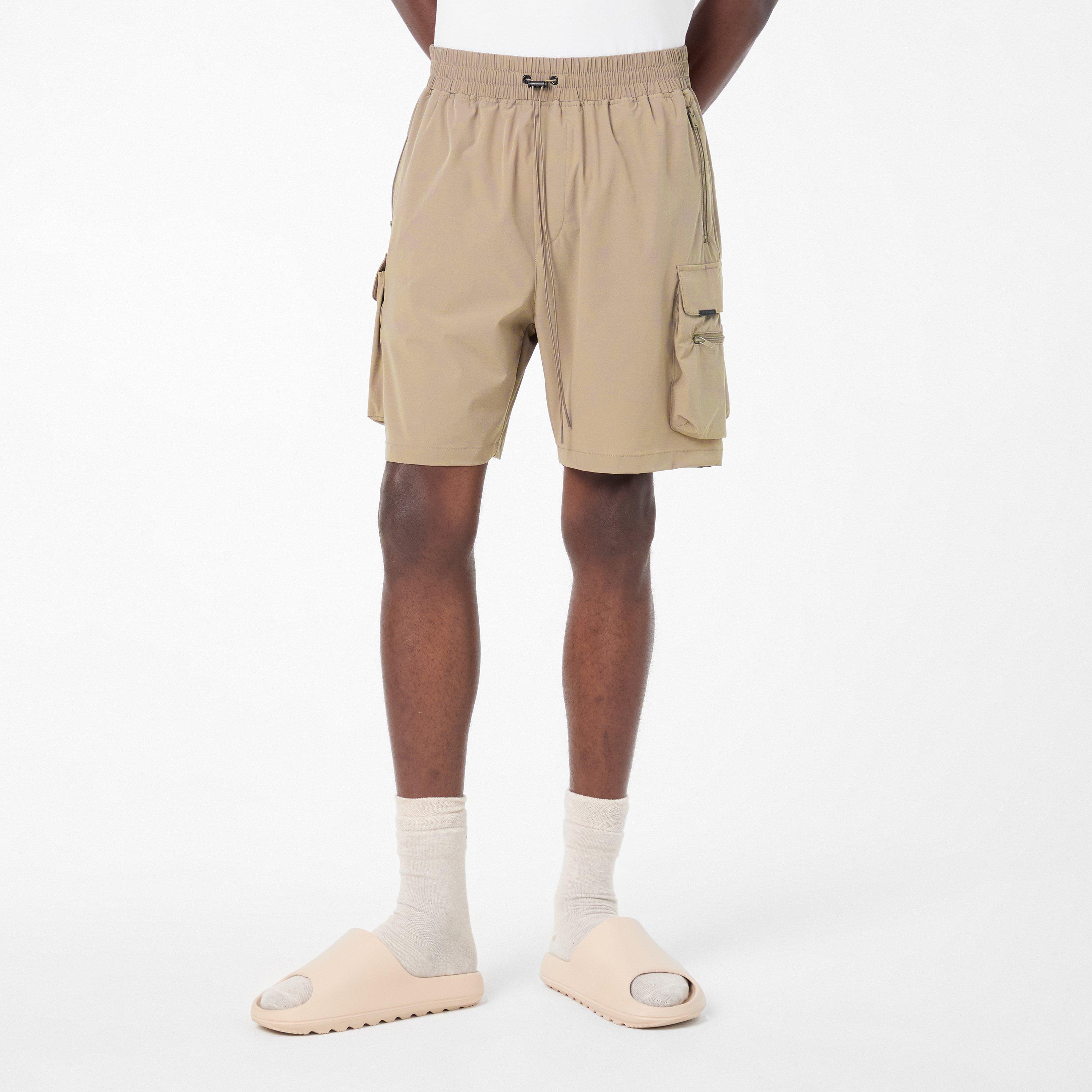 Taupe - Represent 247 - Men's Logo Nylon V1 Cargo Shorts - 3