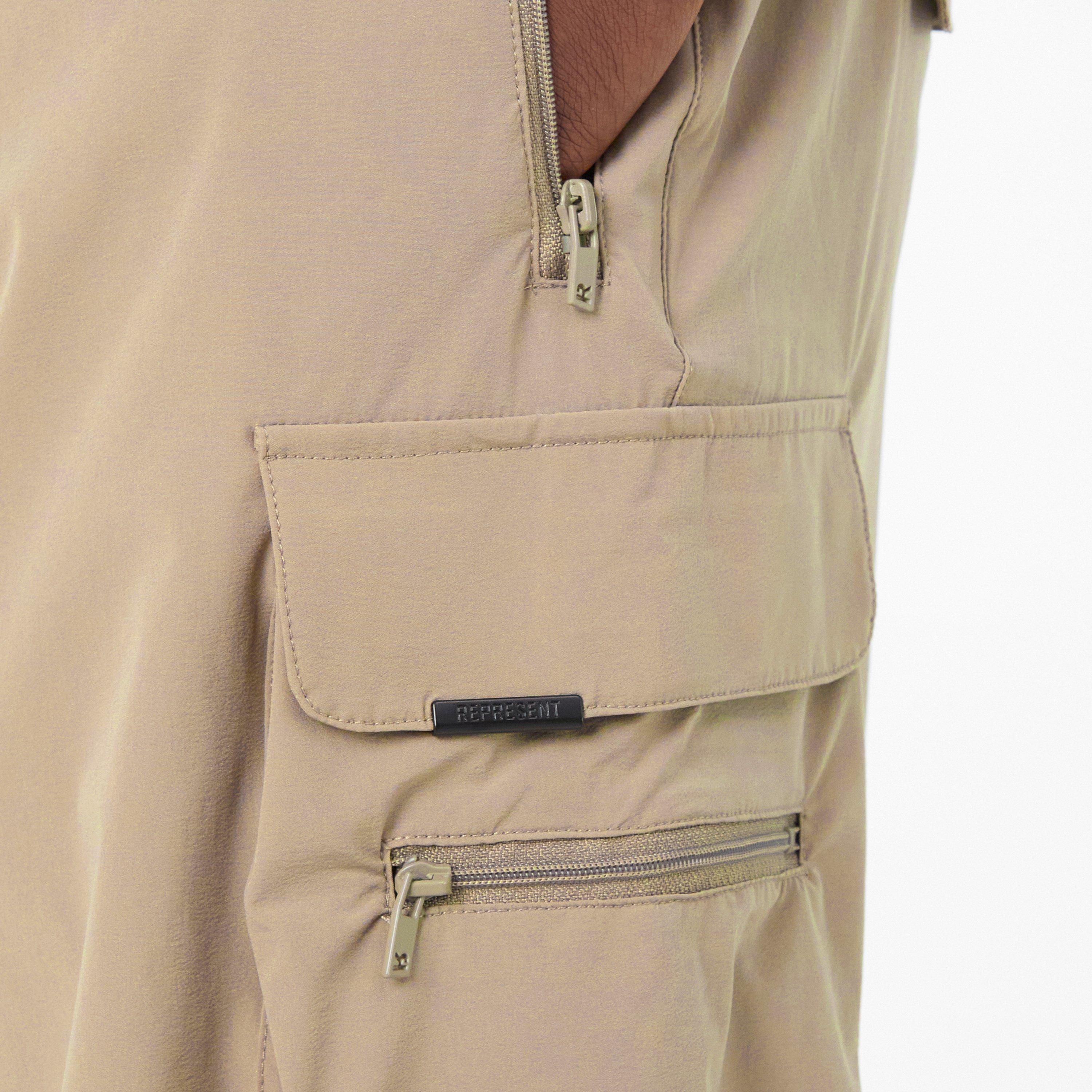 Taupe - Represent 247 - Men's Logo Nylon V1 Cargo Shorts - 5
