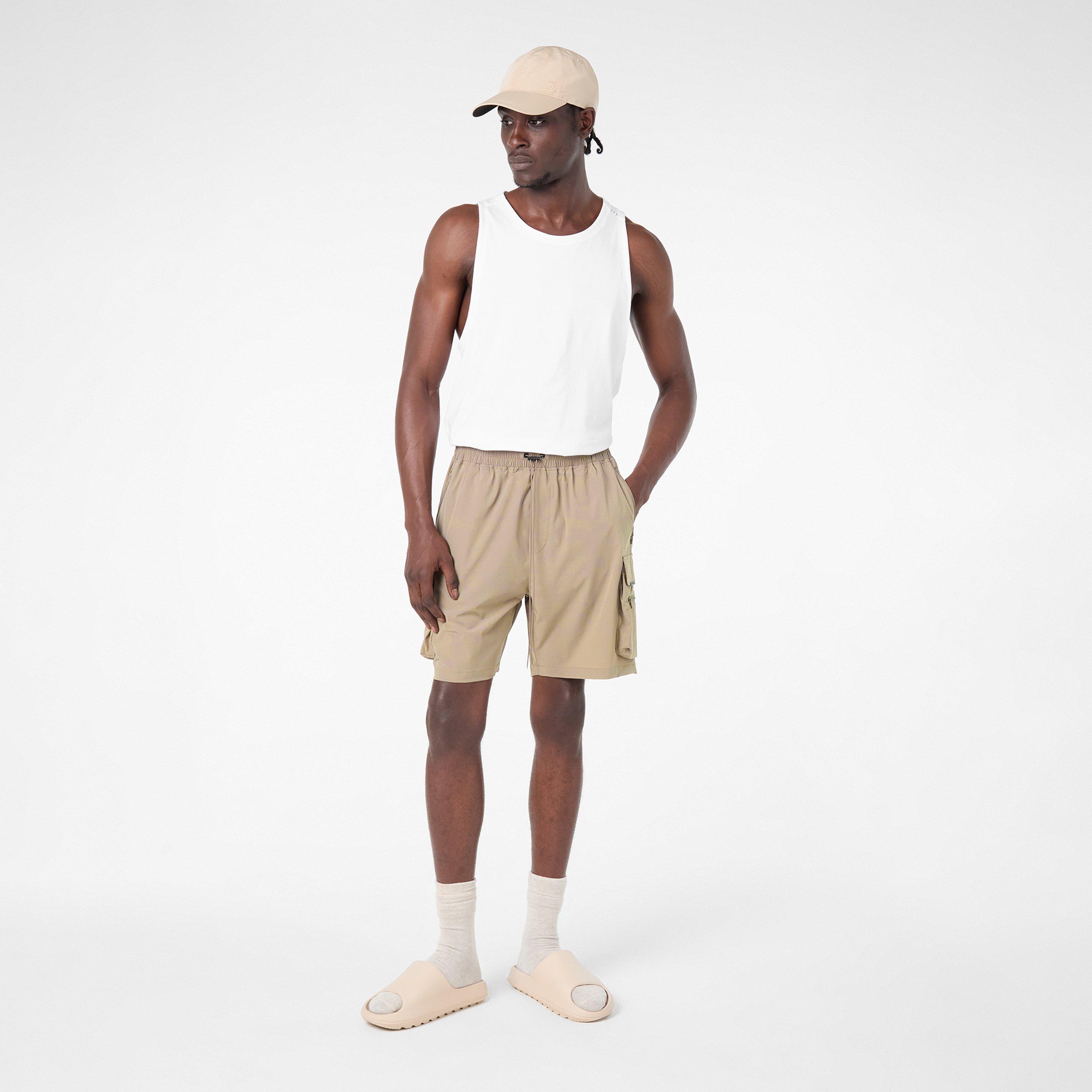 Taupe - Represent 247 - Men's Logo Nylon V1 Cargo Shorts - 6