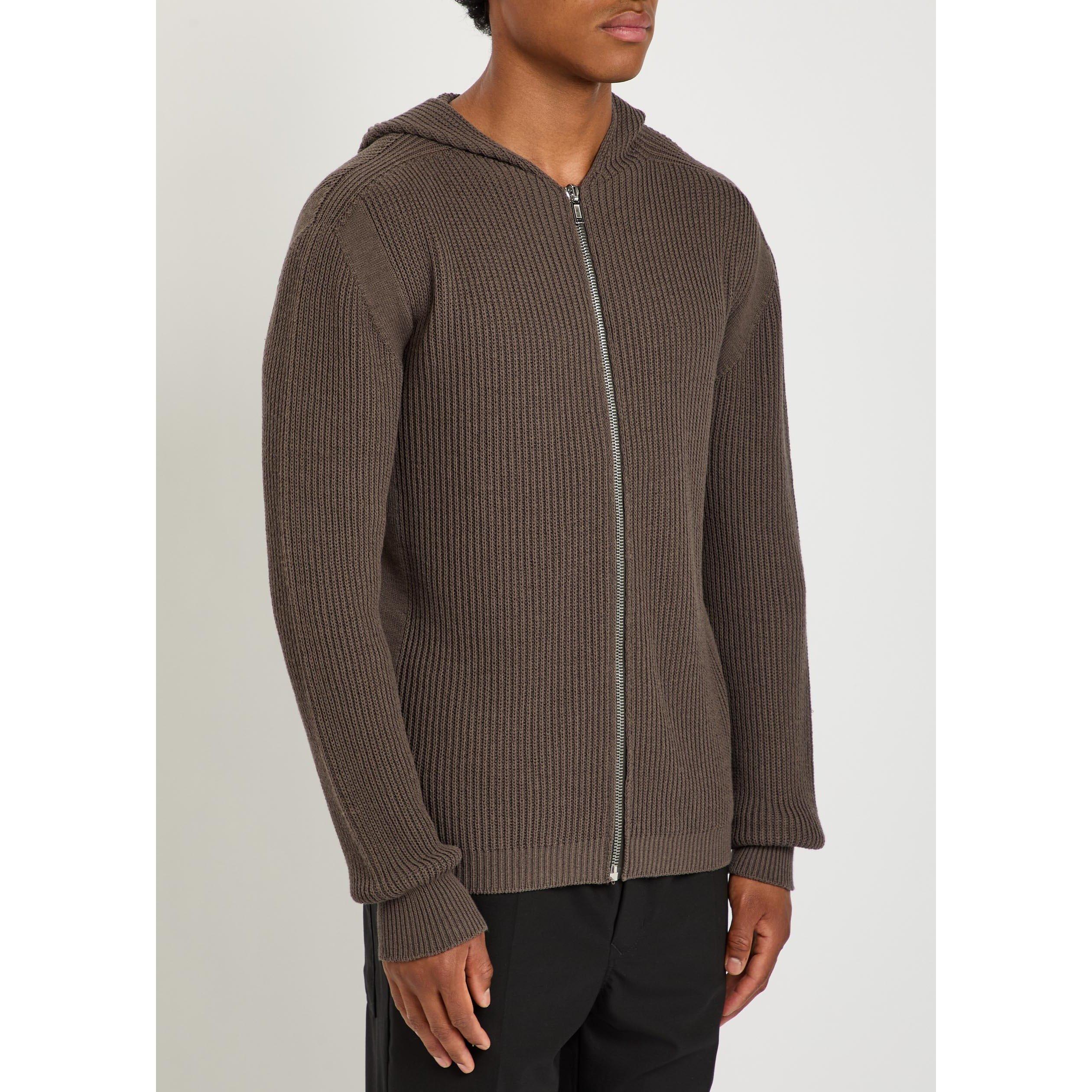 BROWN - Rick Owens - Men's Giacca Zipped Wool Hoodie - 2