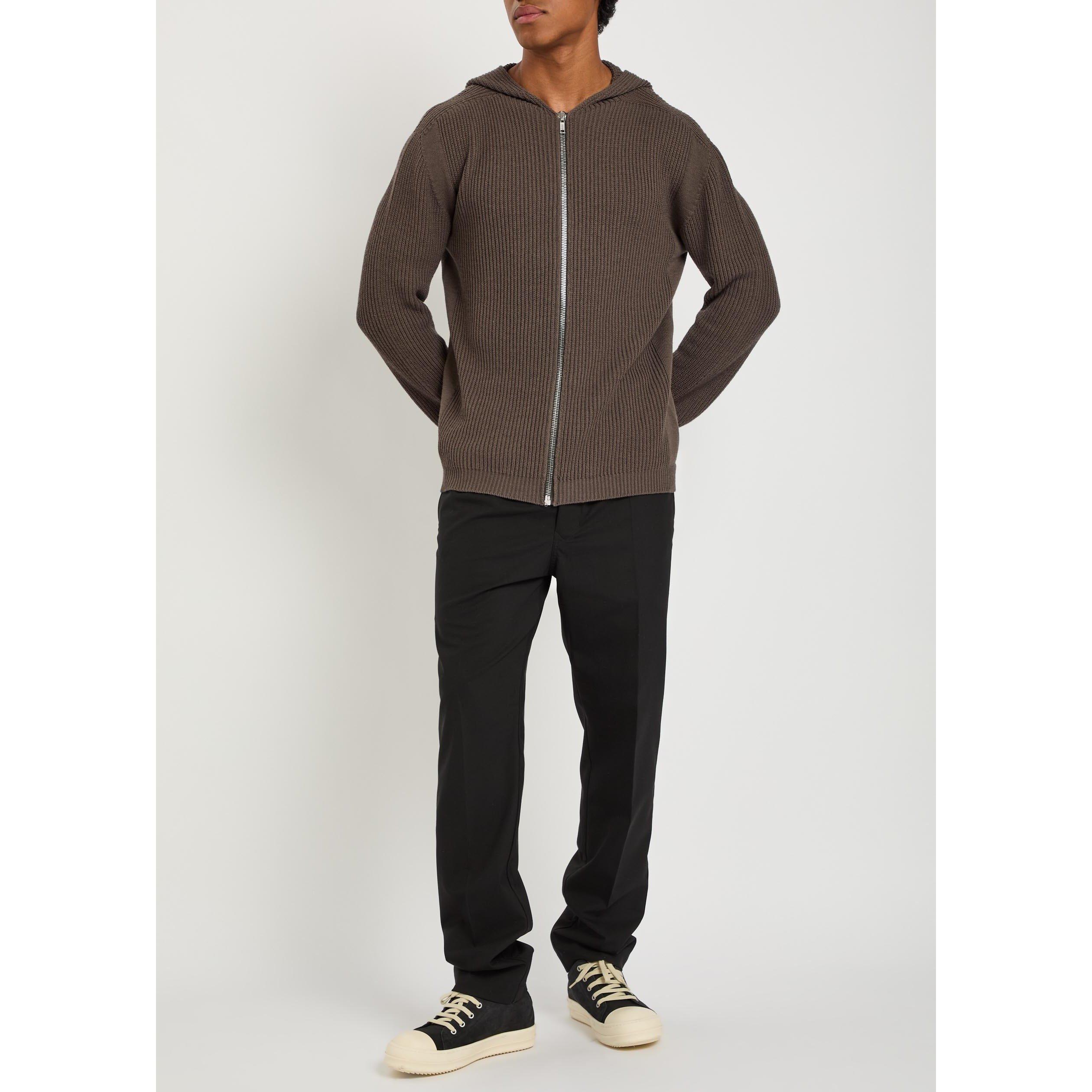 BROWN - Rick Owens - Men's Giacca Zipped Wool Hoodie - 5