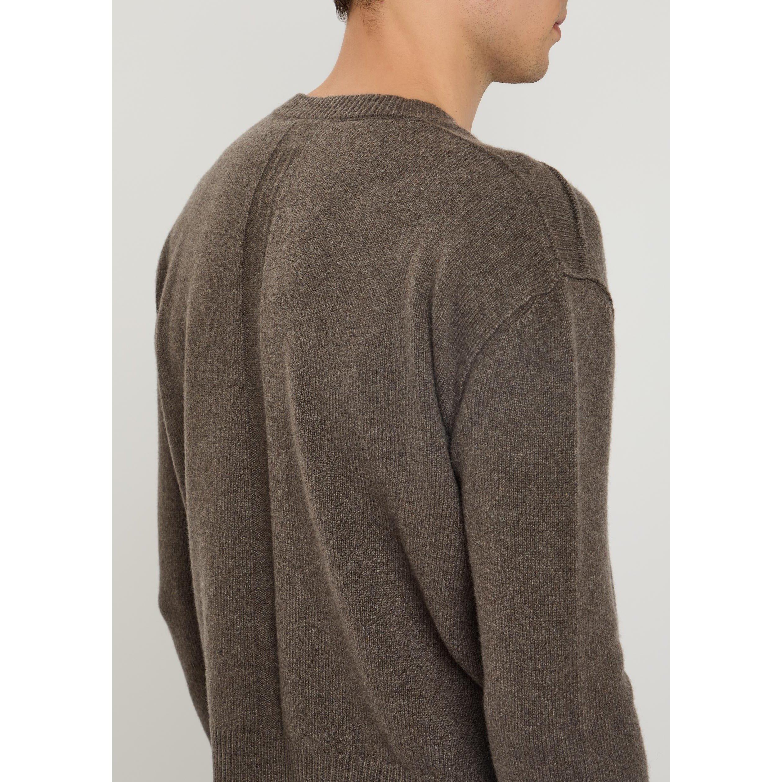 BROWN - Rick Owens - Men's Tommy Cashmere Cropped-Fit V-Neck Jumper - 4