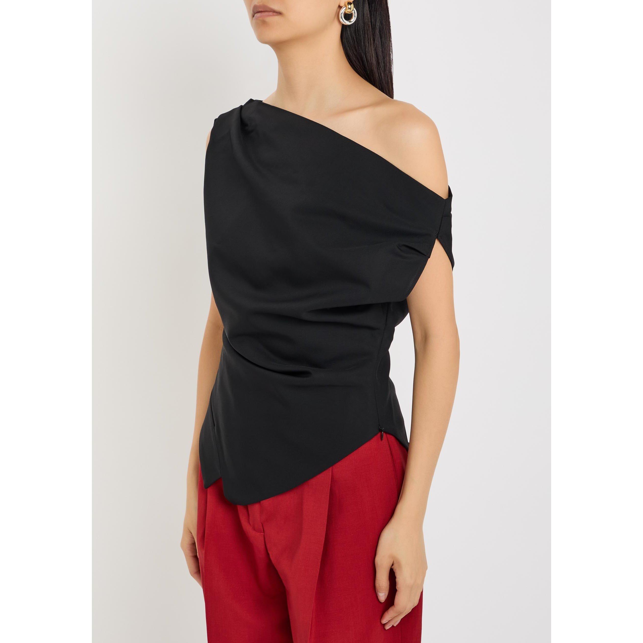 BLACK - Rohe - OFF SHOULDER LAPEL TOP - 2