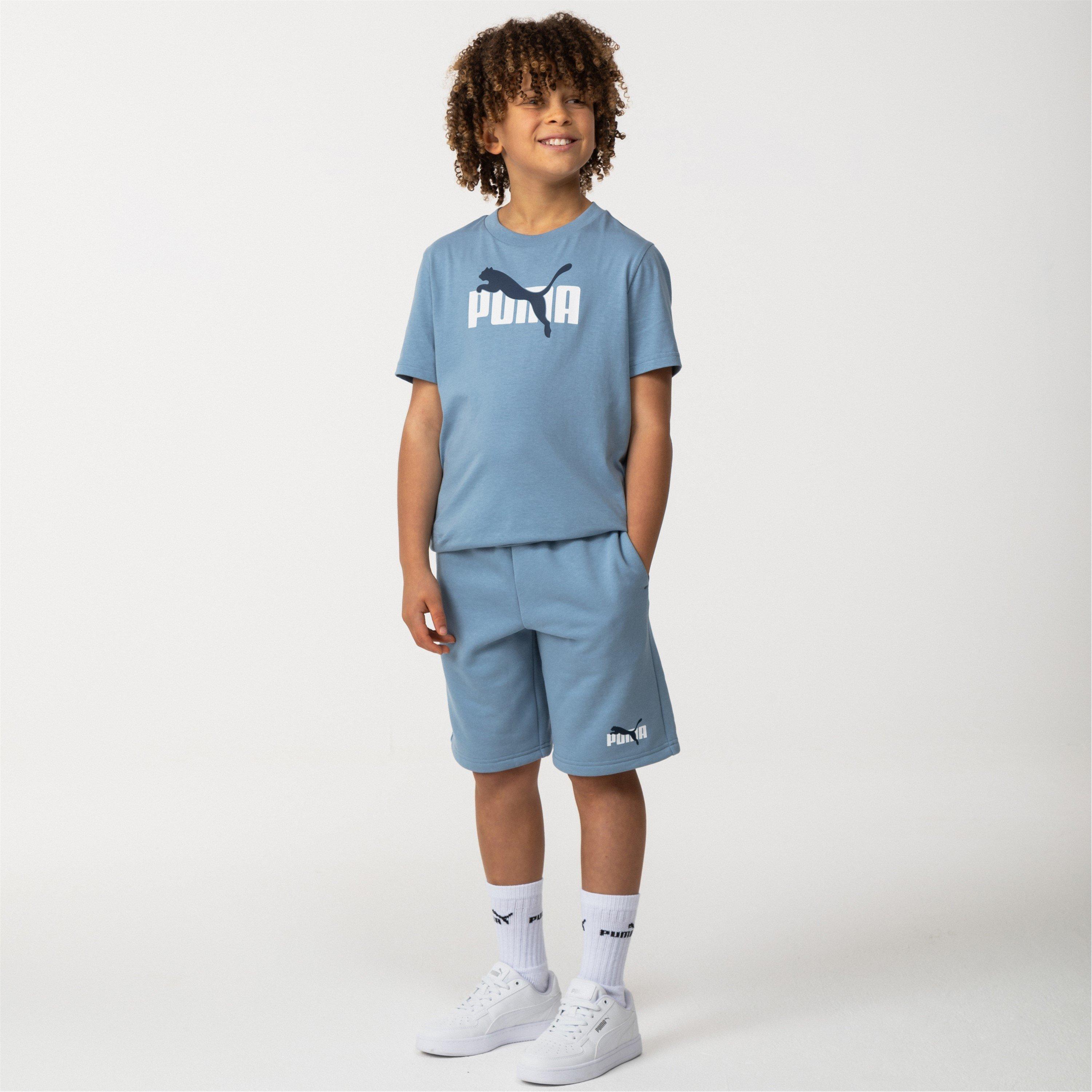 Blue - Puma - Essentials Logo Fleece Shorts Boys - 4