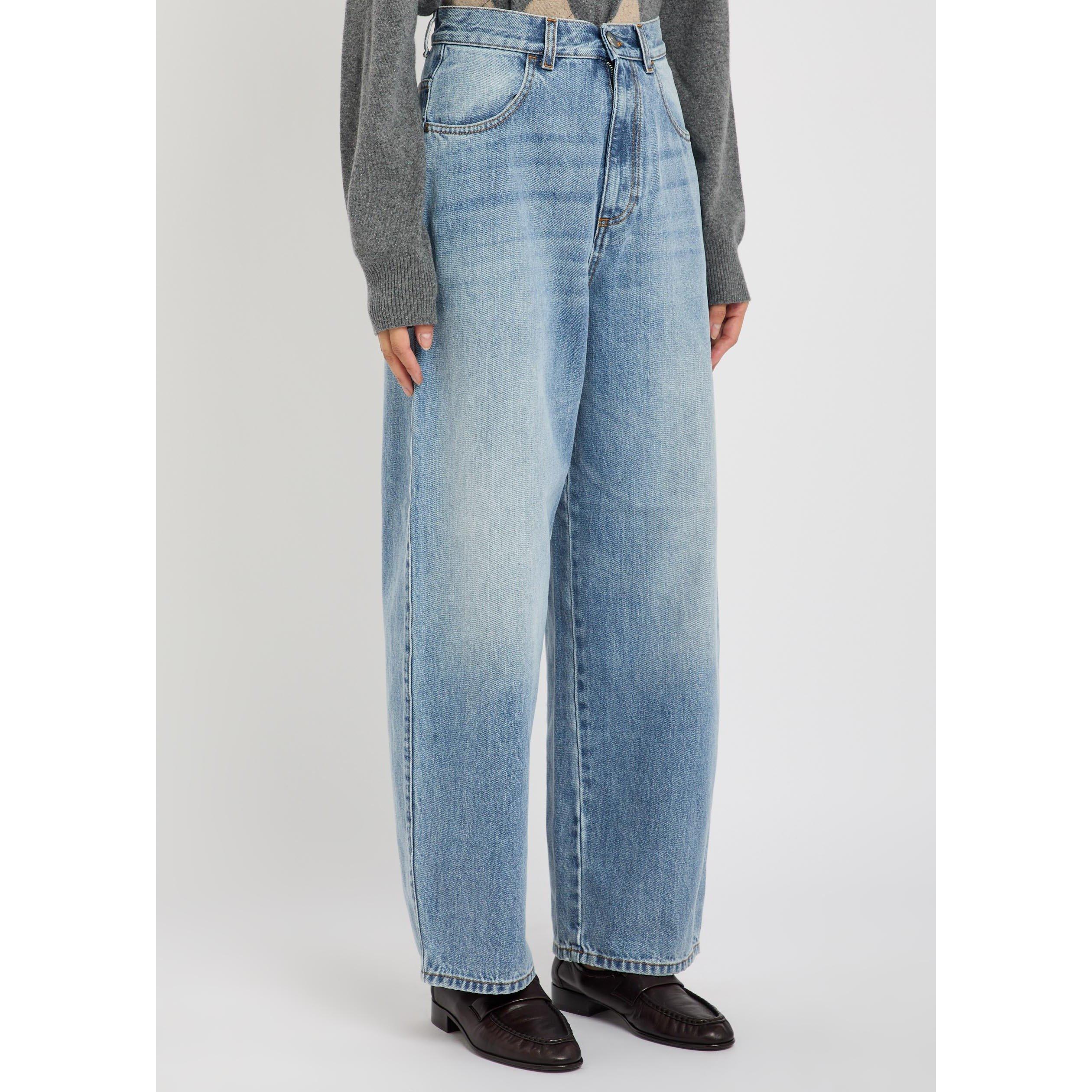 BLUE - Rohe - Women's Berber Cotton Barrel Leg Jeans - 2