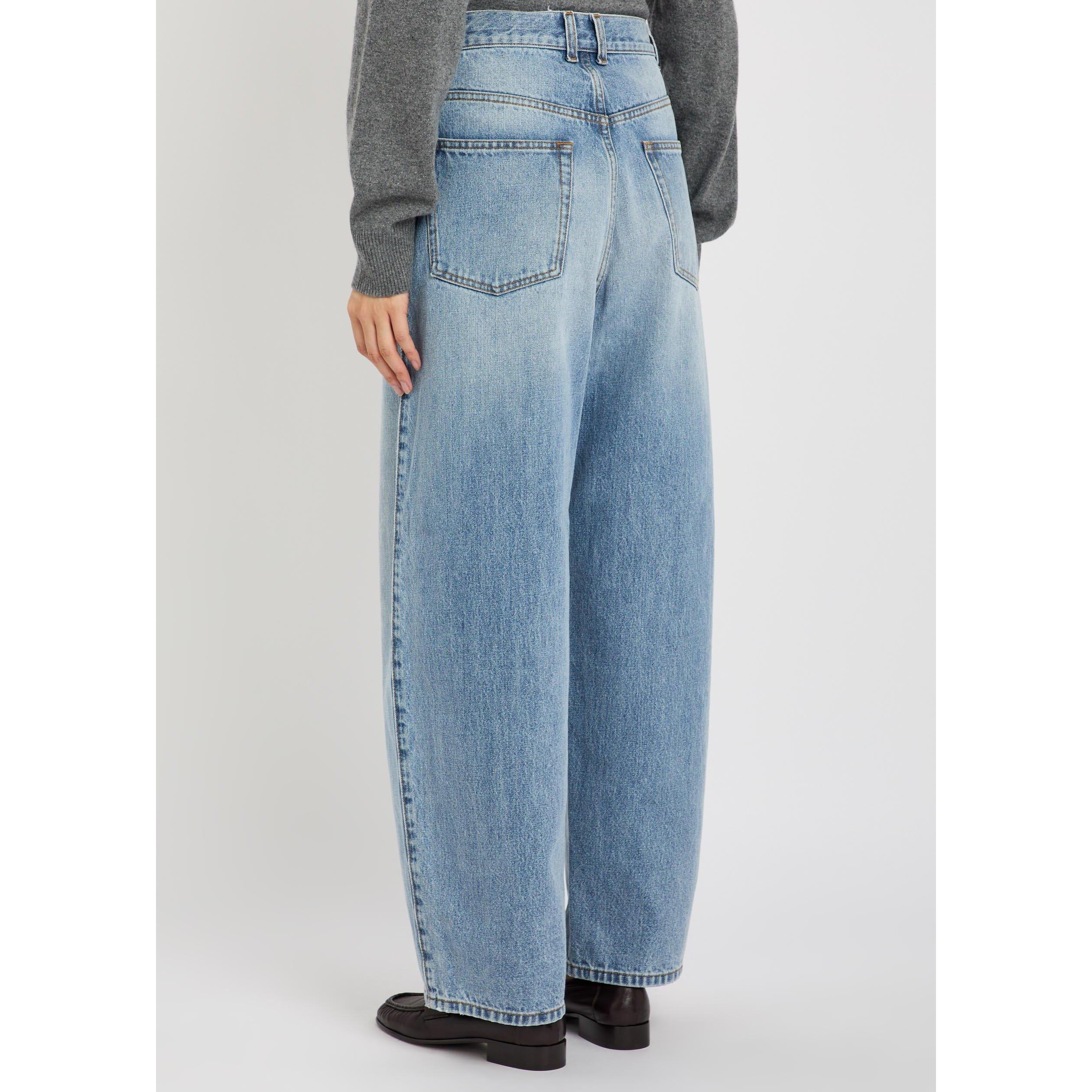 BLUE - Rohe - Women's Berber Cotton Barrel Leg Jeans - 3