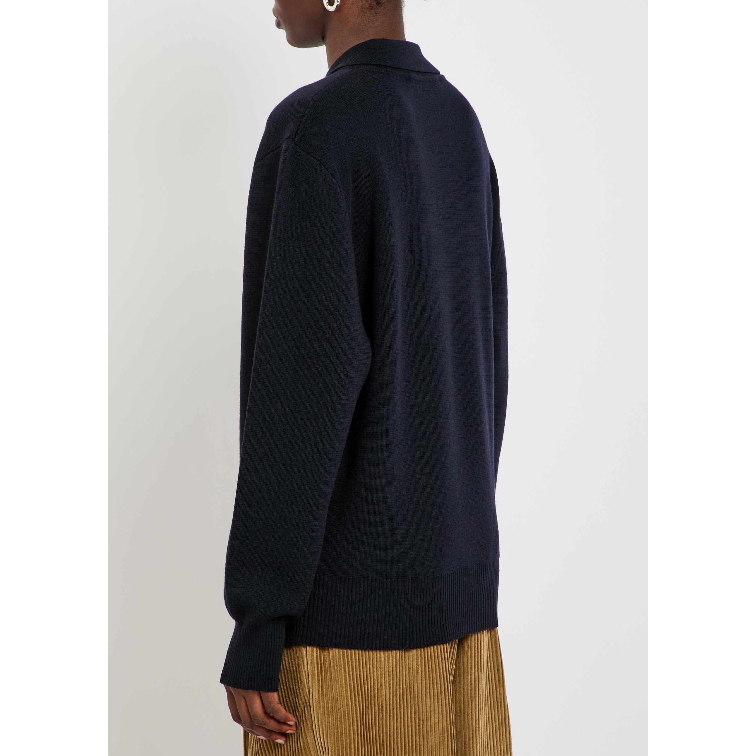 NAVY - Rohe - Women's Merino Wool Long-Sleeve Polo - 3