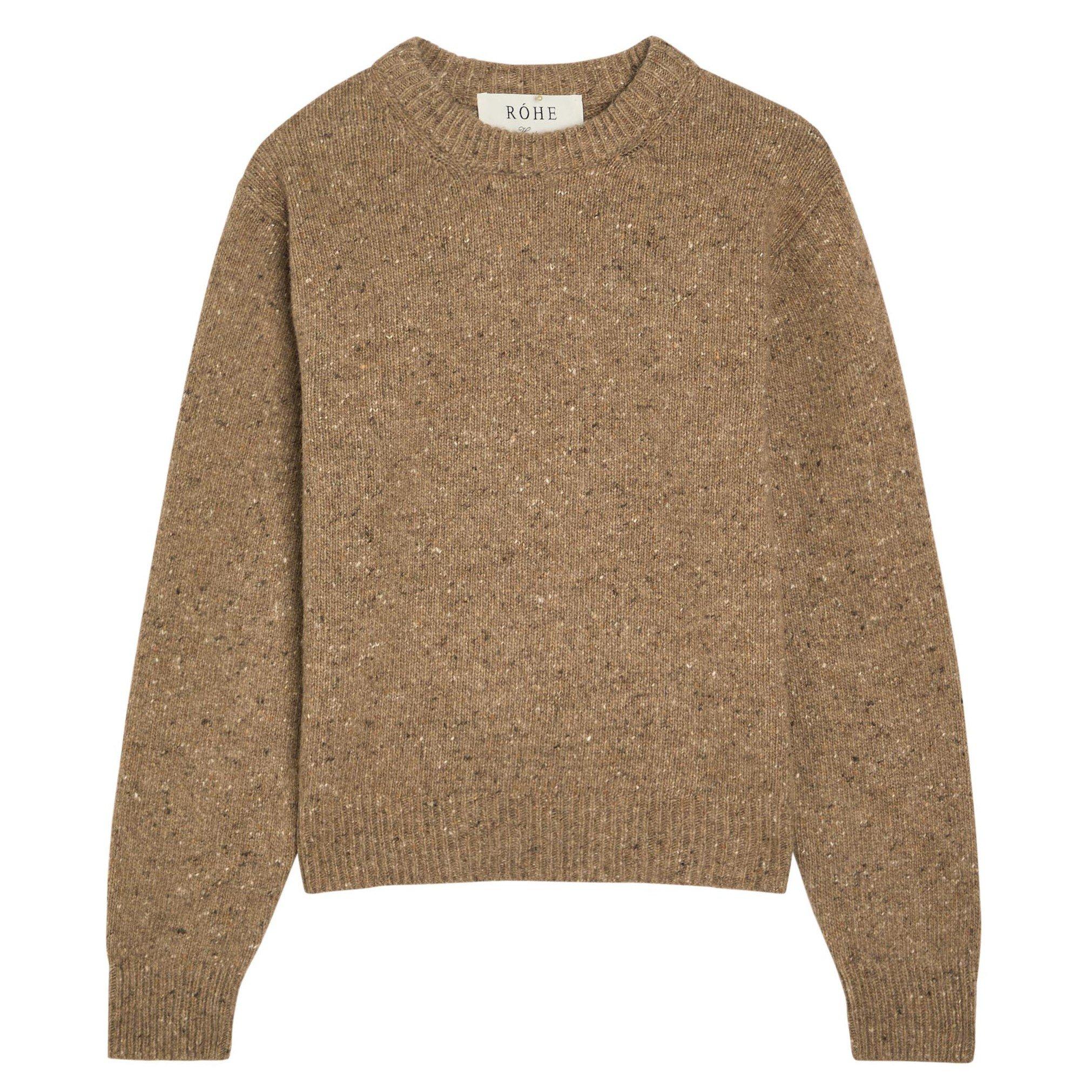 LIGHT BROWN - Rohe - FITTED MOULINÉ CREWNECK