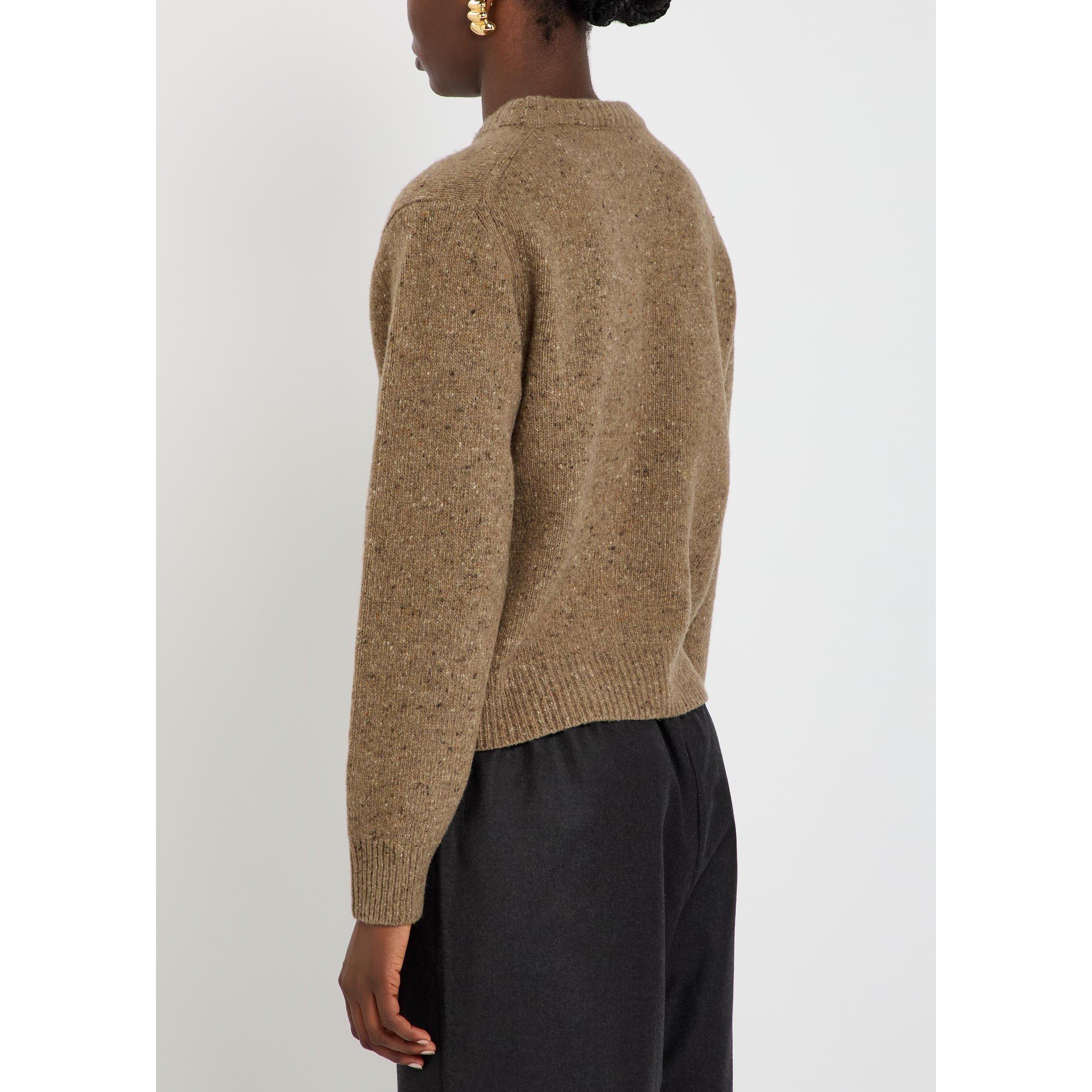 LIGHT BROWN - Rohe - FITTED MOULINÉ CREWNECK - 3