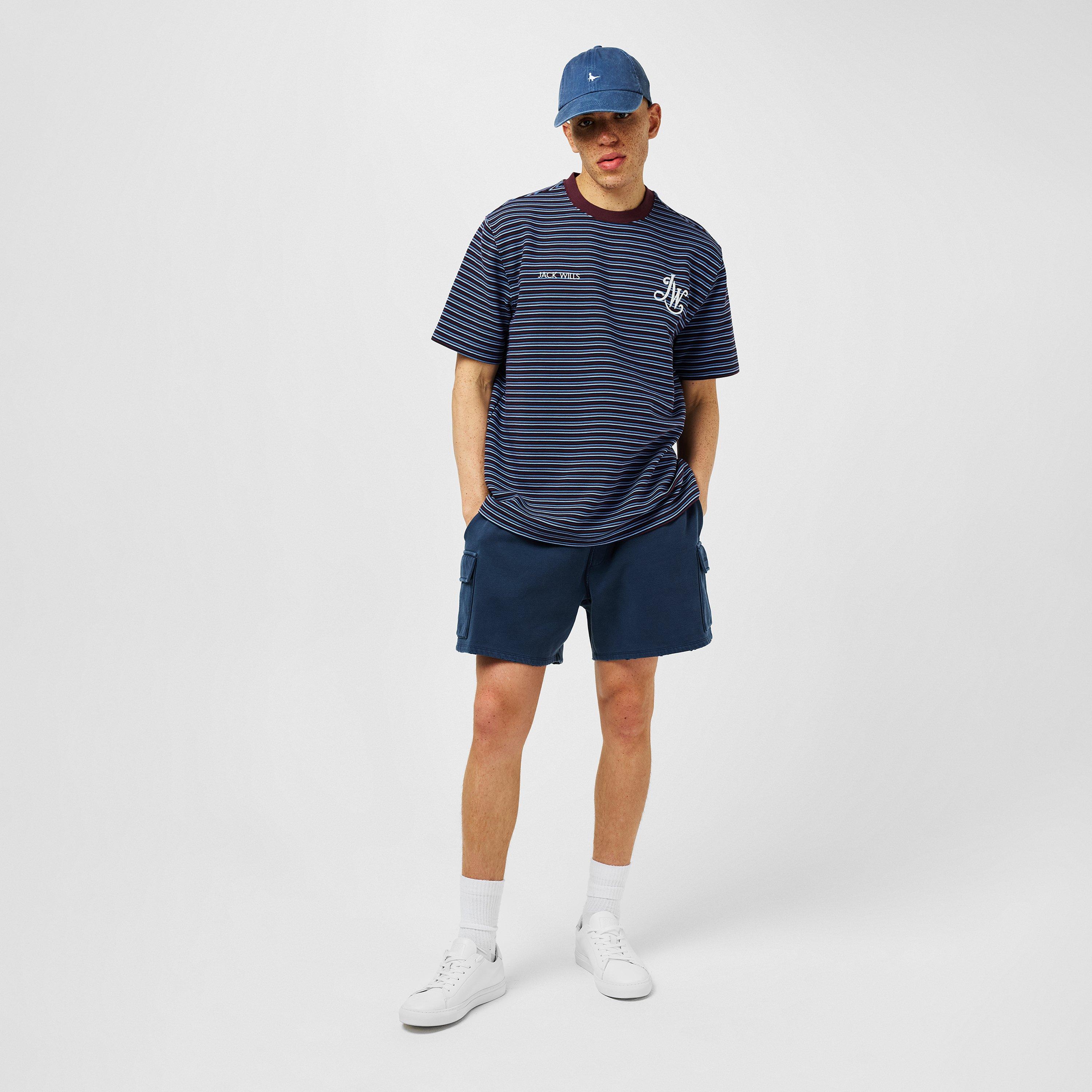 Navy - Jack Wills - Fleece Cargo Jogger Shorts - 4