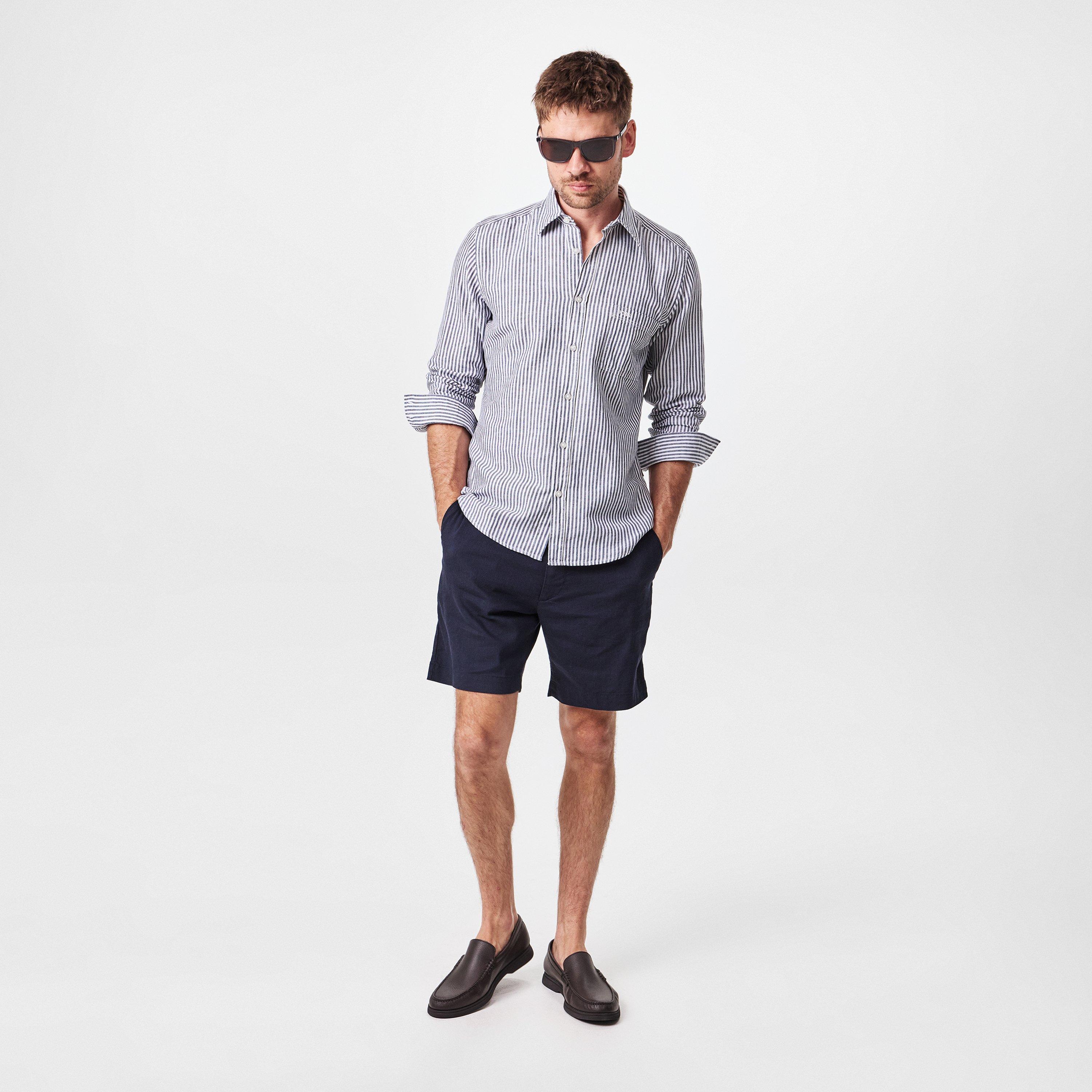 Dark Blue 405 - Boss - Men's Lightweight Mid Length Chino Shorts - 6