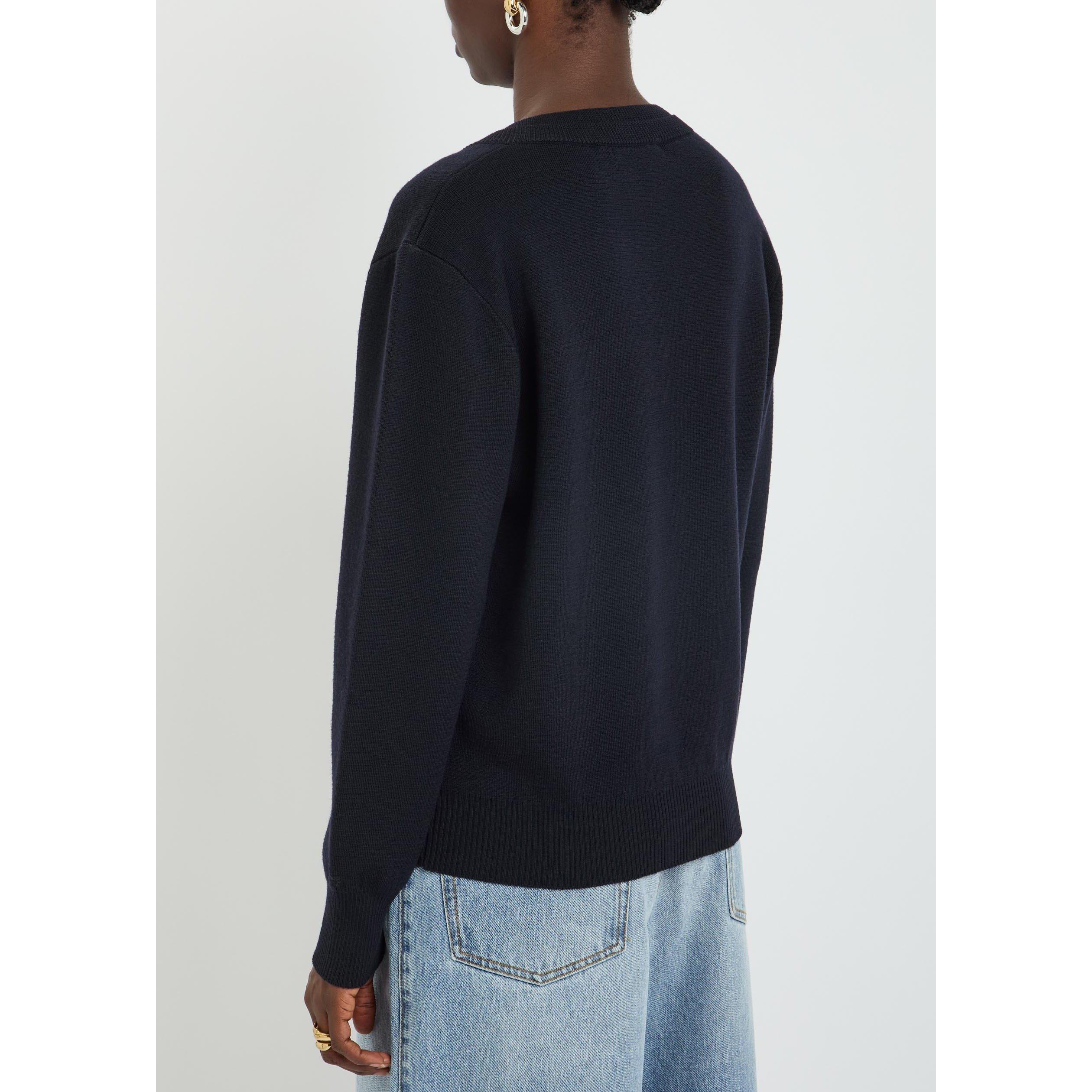 NAVY - Rohe - Women's Wool V-Neck Jumper - 3