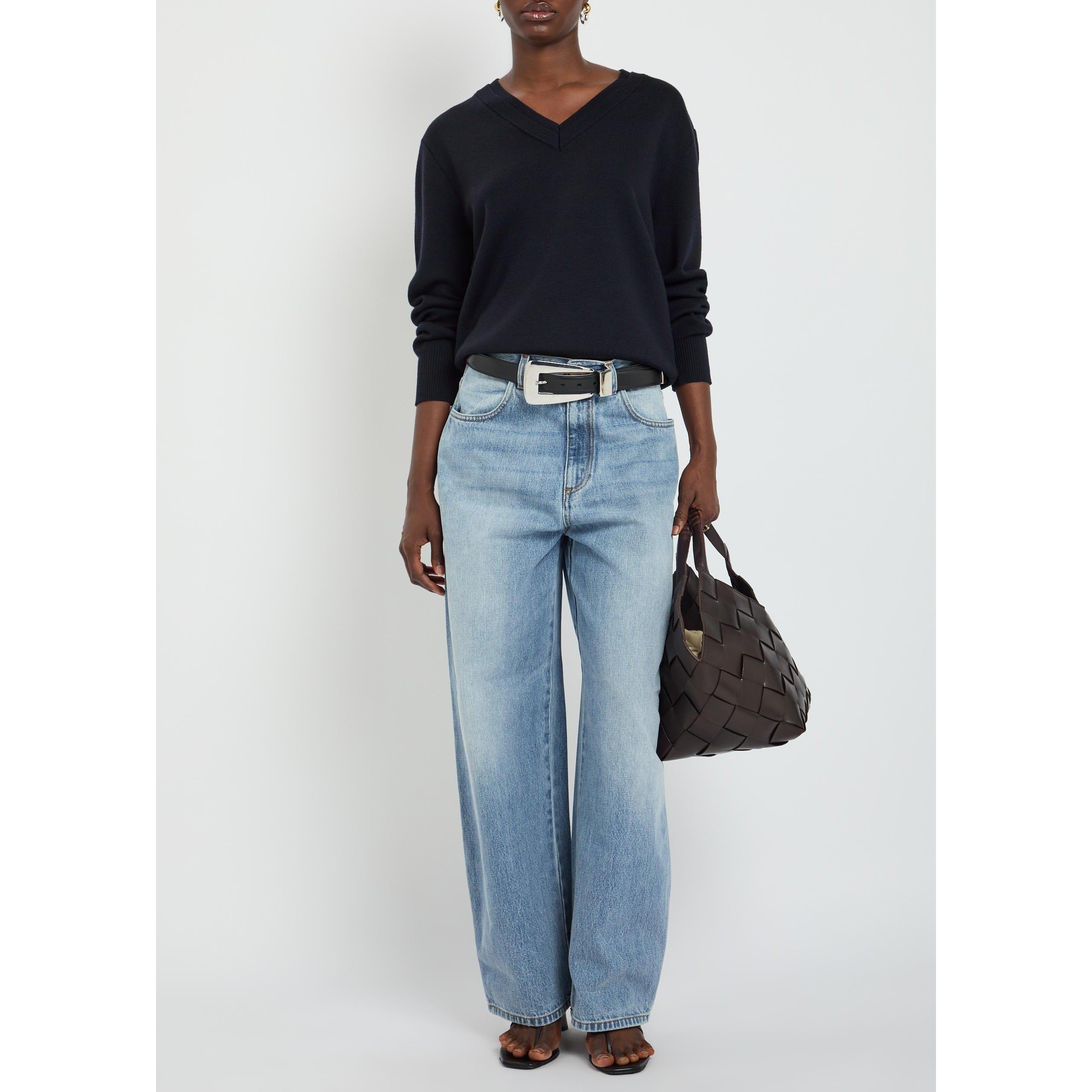 NAVY - Rohe - Women's Wool V-Neck Jumper - 5