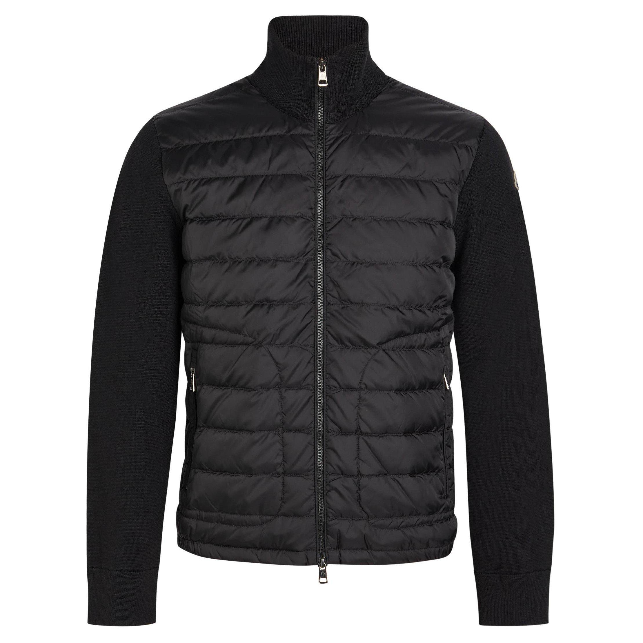 BLACK - Moncler - Men's Funnel-Neck Quilted Wool Slim-Fit Cardigan - 1