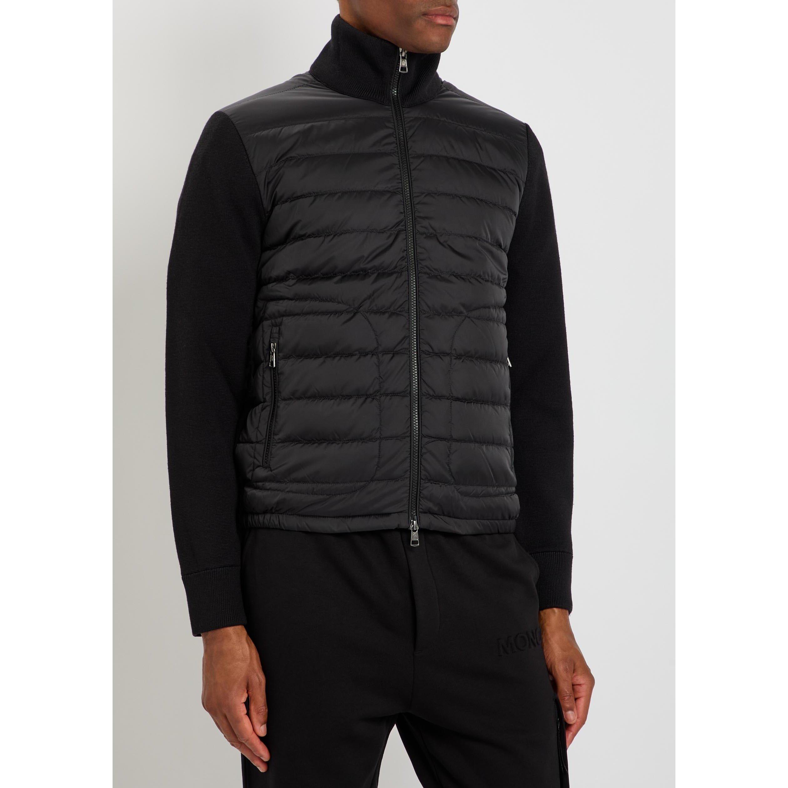 BLACK - Moncler - Men's Funnel-Neck Quilted Wool Slim-Fit Cardigan - 2