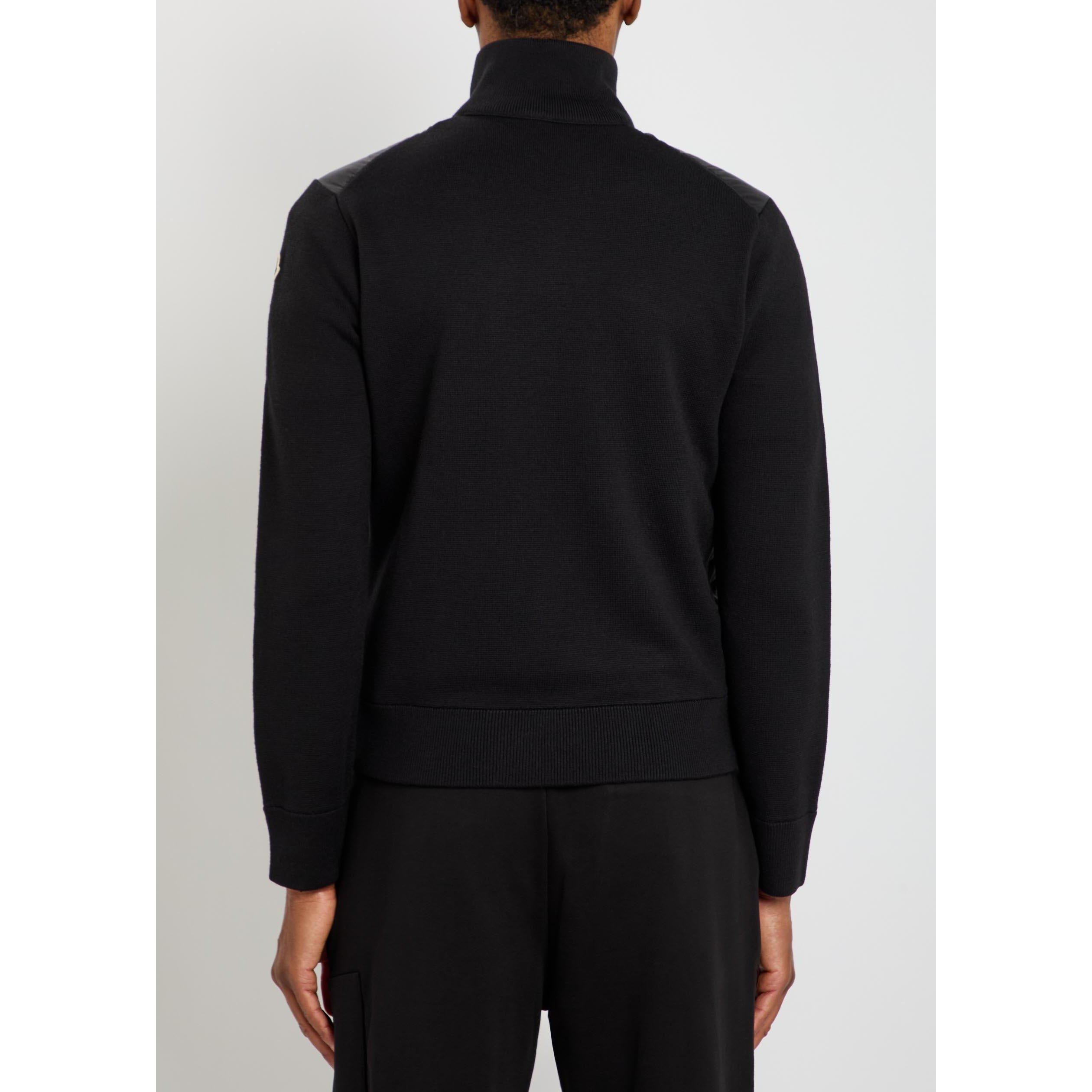 BLACK - Moncler - Men's Funnel-Neck Quilted Wool Slim-Fit Cardigan - 3