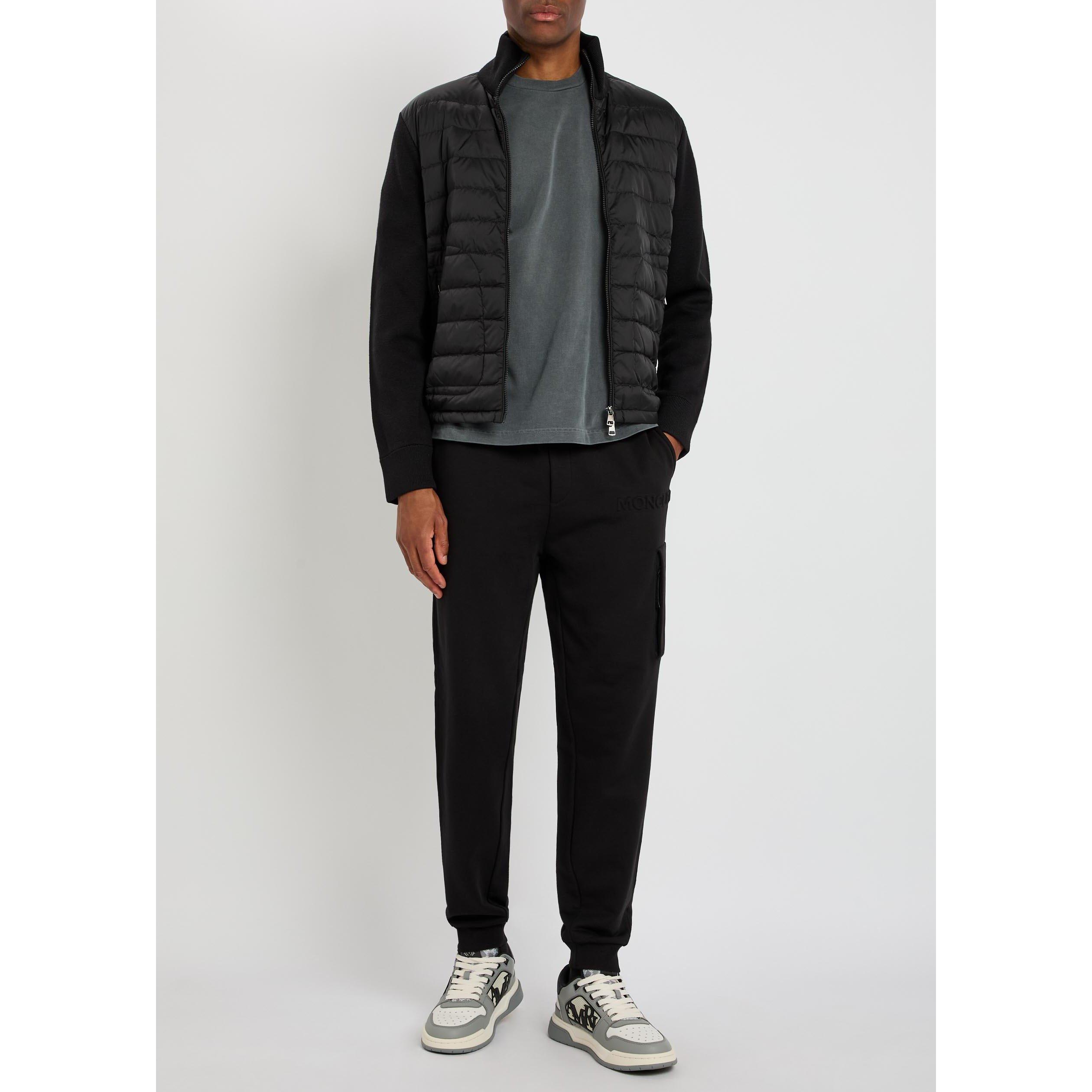 BLACK - Moncler - Men's Funnel-Neck Quilted Wool Slim-Fit Cardigan - 5
