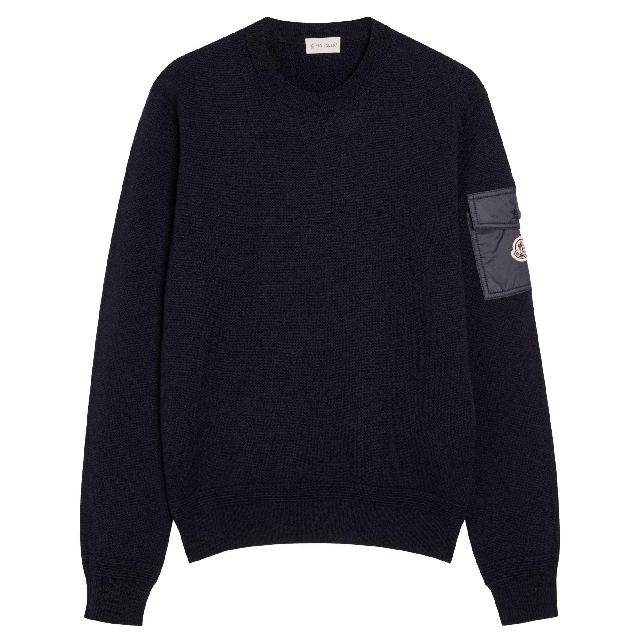 BLUE - Moncler - MON ARM PKT CREW NECK
