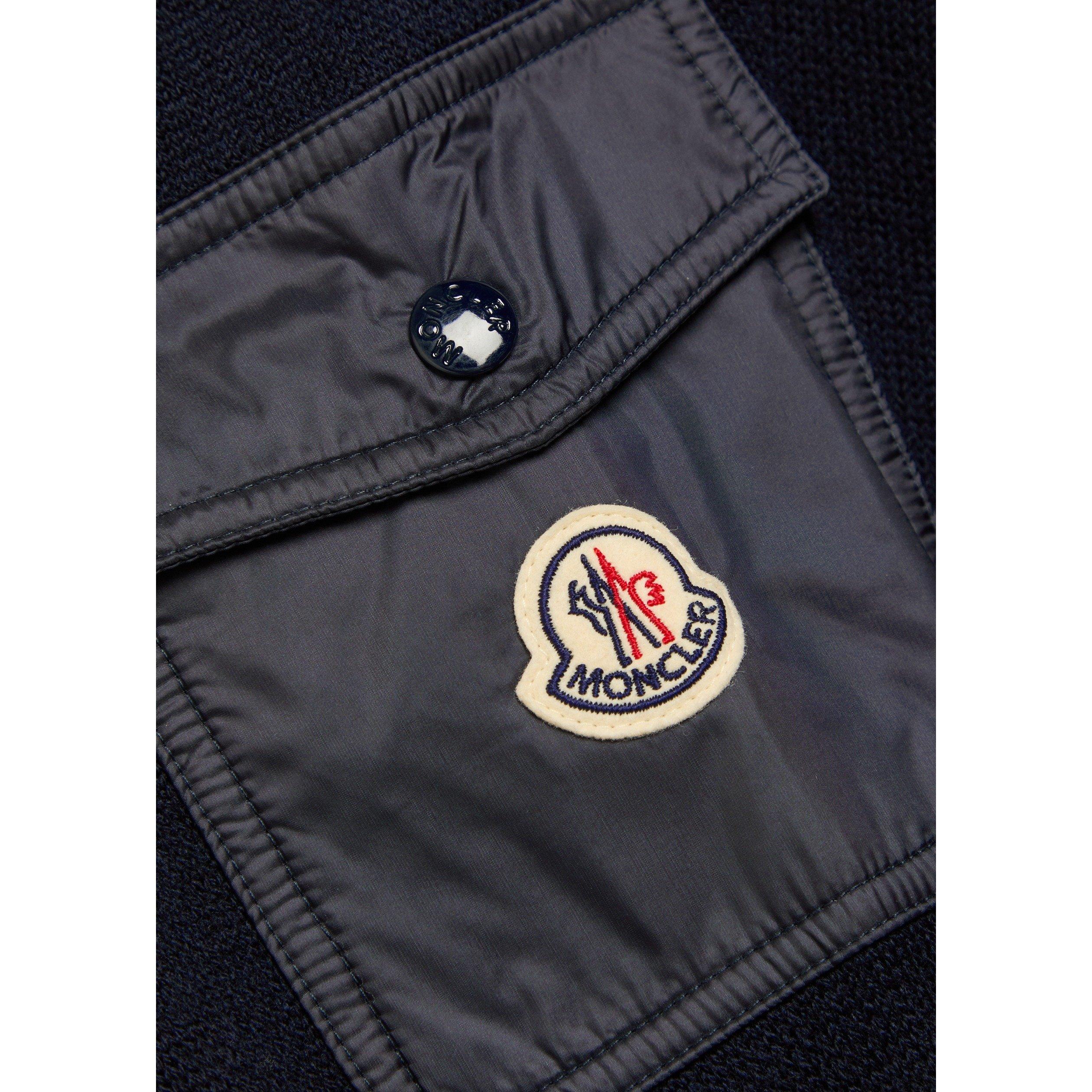 BLUE - Moncler - Men's Arm Pocket Wool Crew-Neck Jumper - 4